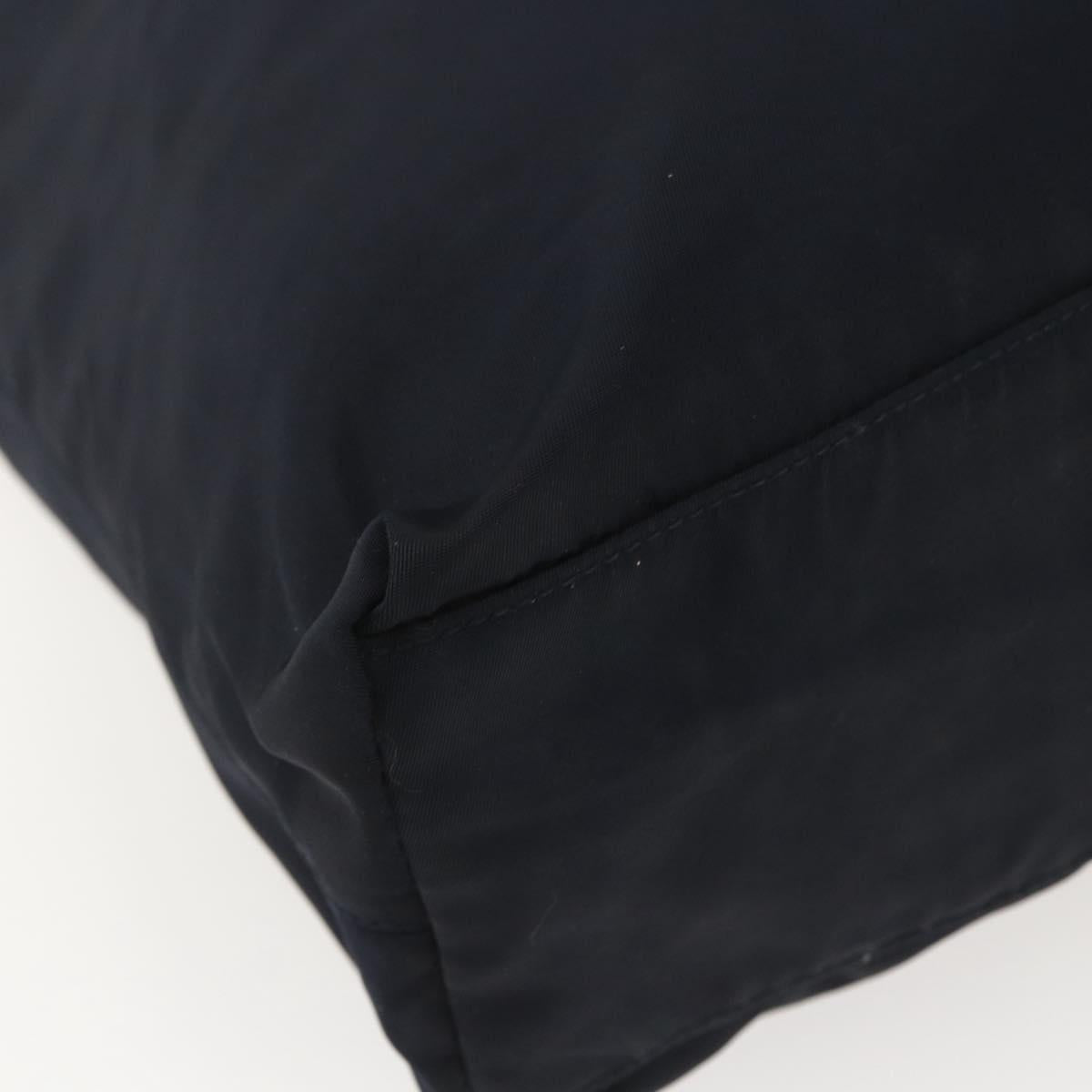 PRADA Tote Bag Nylon Black Silver Auth bs31533