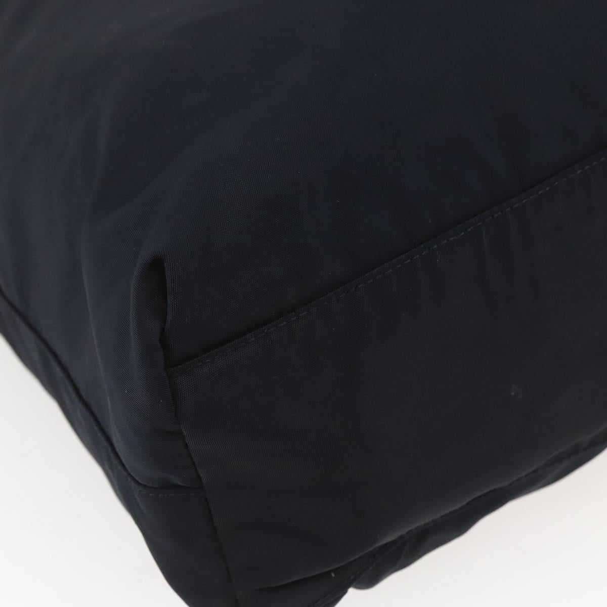 PRADA Tote Bag Nylon Black Silver Auth bs31533