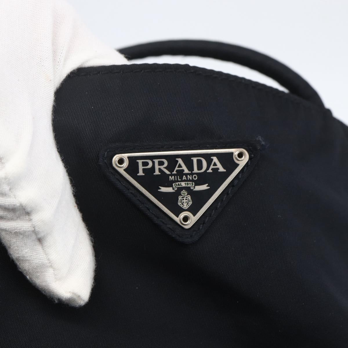 PRADA Tote Bag Nylon Black Silver Auth bs31533