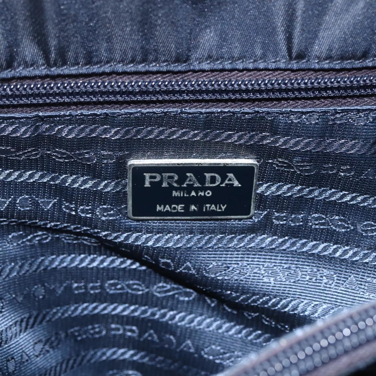 PRADA Tote Bag Nylon Black Silver Auth bs31533
