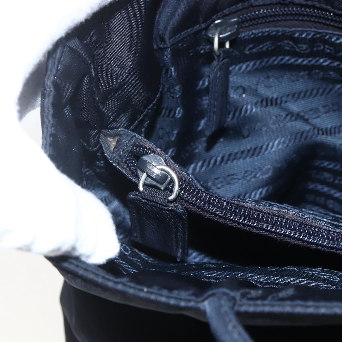 PRADA Tote Bag Nylon Black Silver Auth bs31533