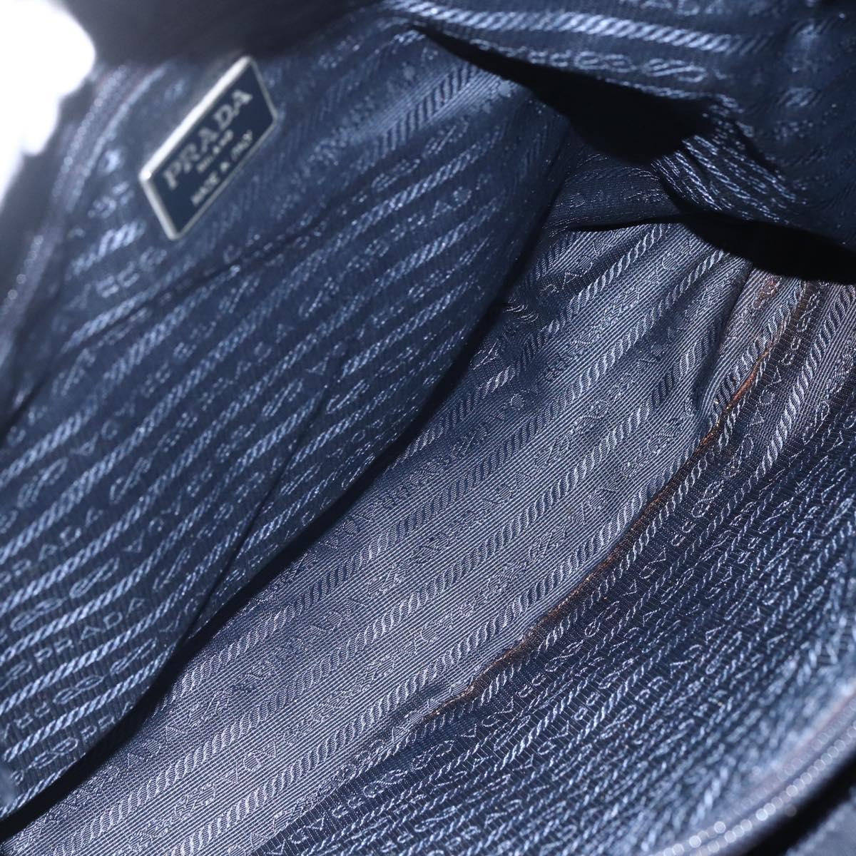 PRADA Tote Bag Nylon Black Silver Auth bs31533