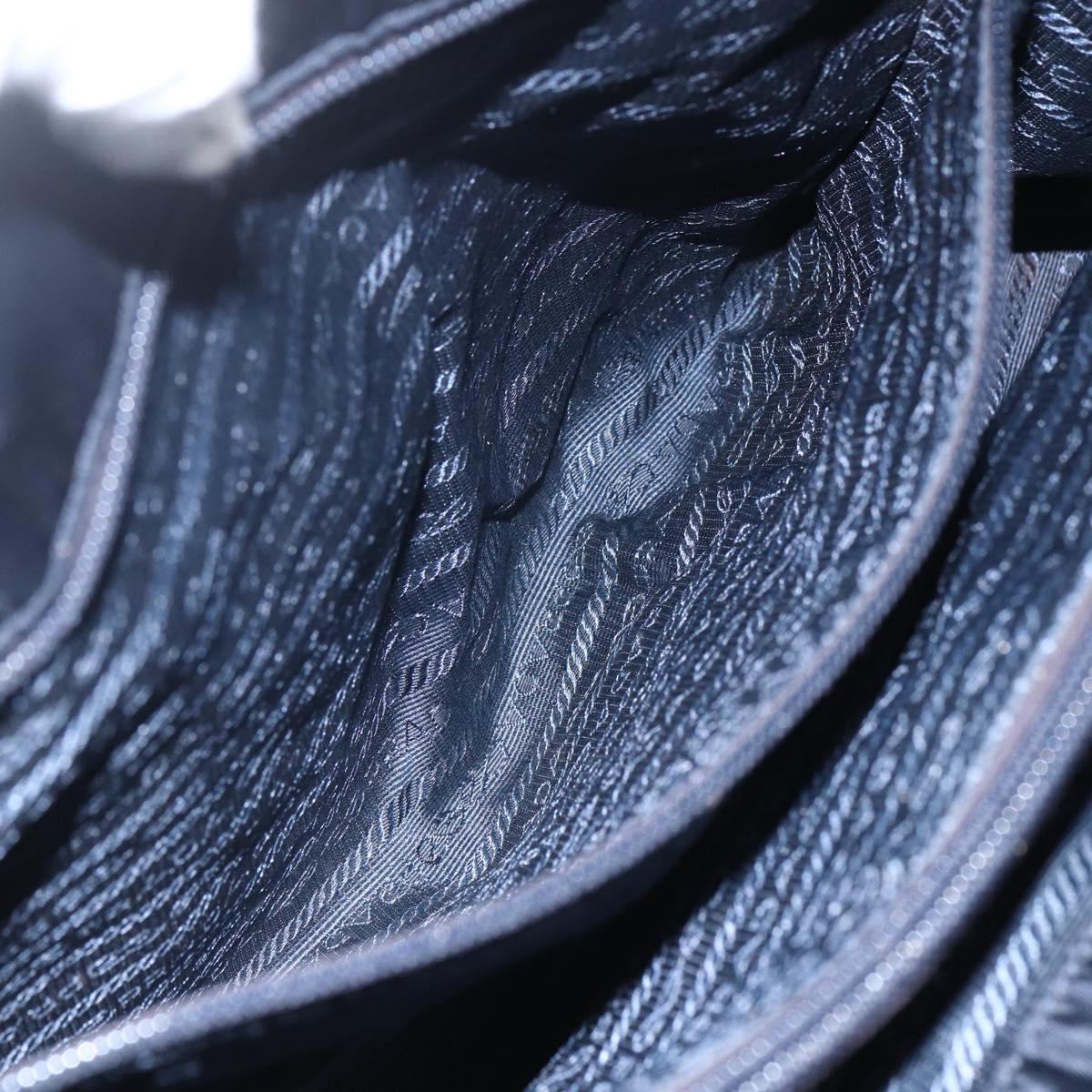 PRADA Tote Bag Nylon Black Silver Auth bs31533