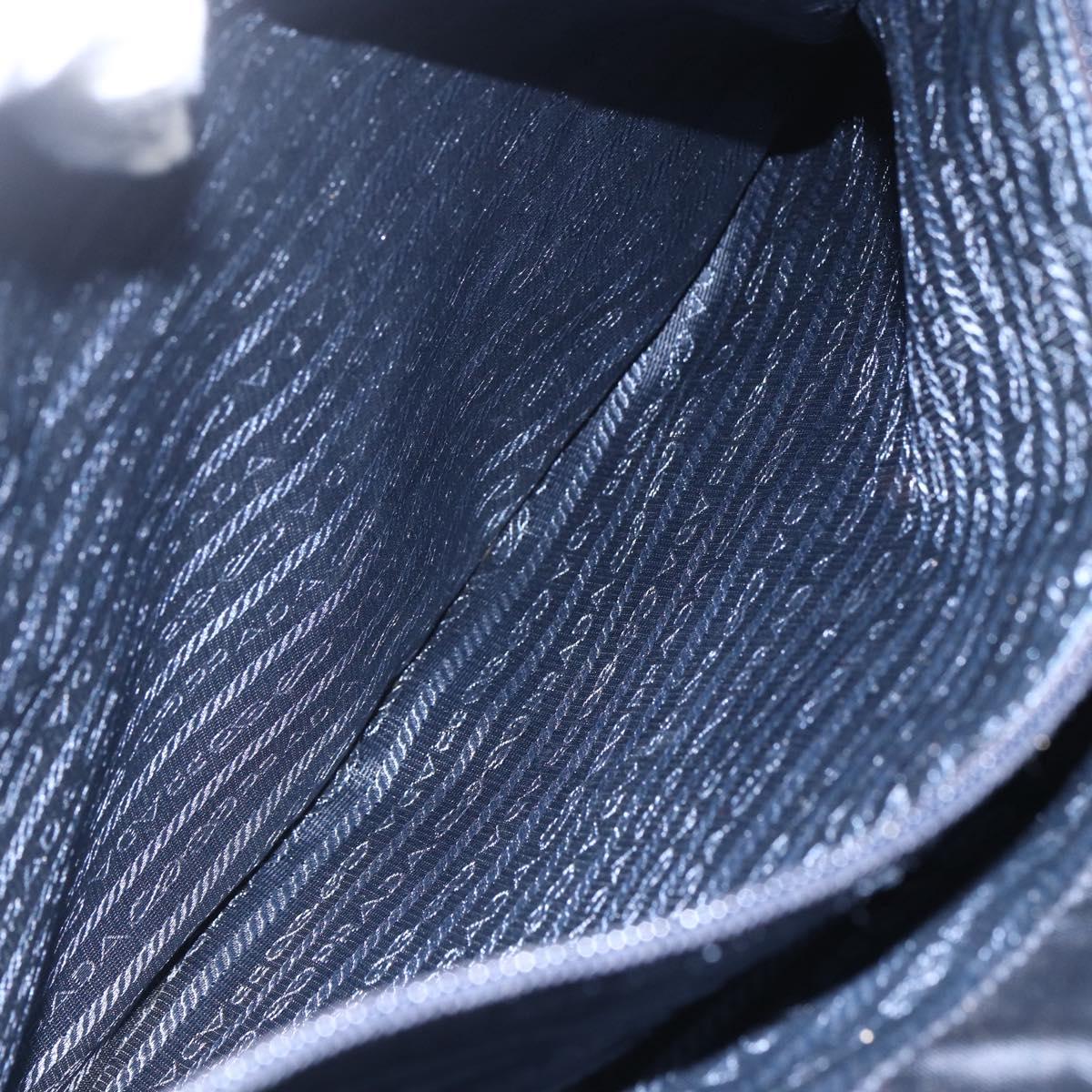 PRADA Tote Bag Nylon Black Silver Auth bs31533