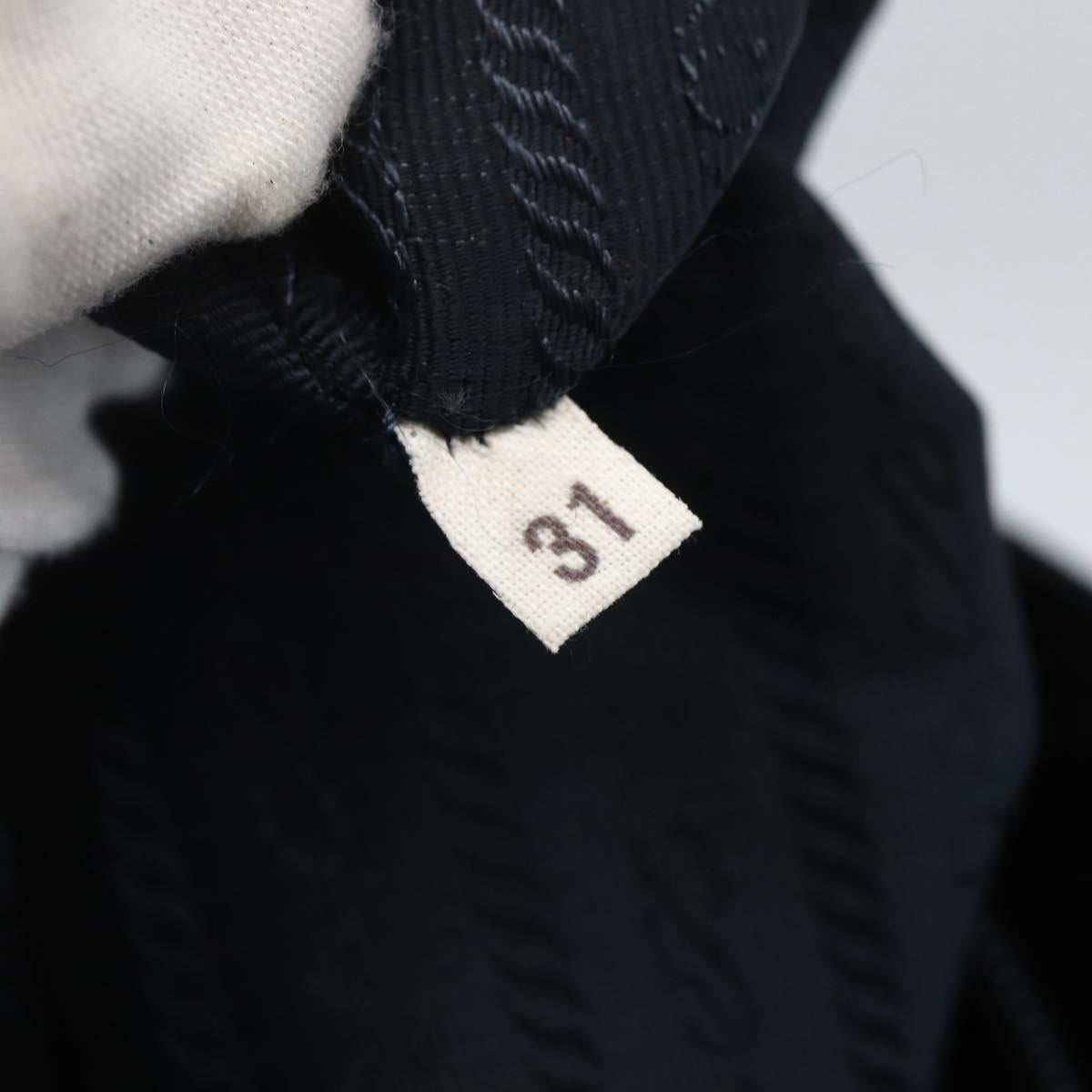 PRADA Tote Bag Nylon Black Silver Auth bs31533