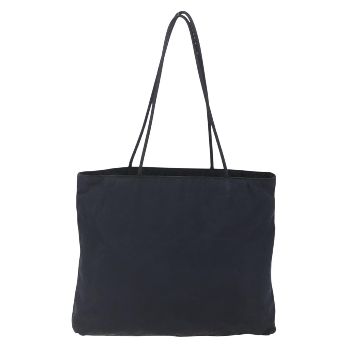 PRADA Tote Bag Nylon Black Silver Auth bs31533