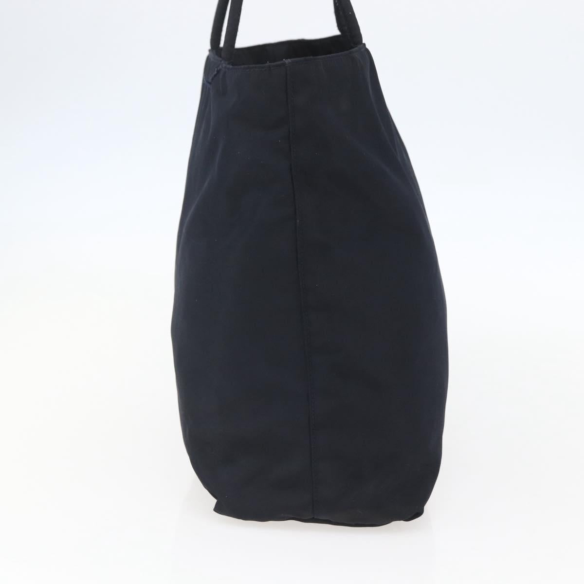 PRADA Tote Bag Nylon Black Silver Auth bs31533