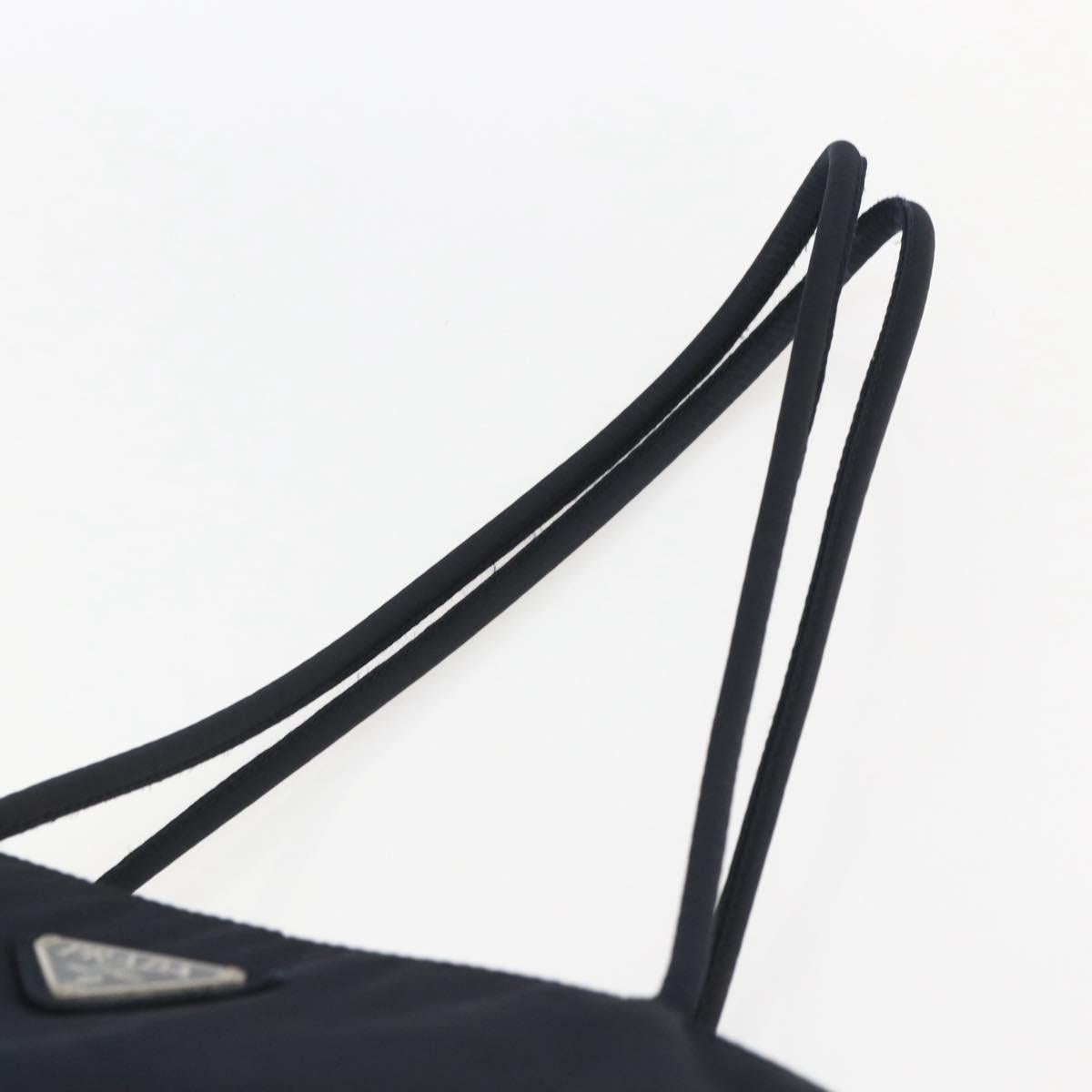 PRADA Tote Bag Nylon Black Silver Auth bs31533