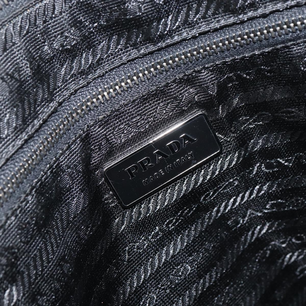PRADA Tote Bag Enamel Black Silver Auth bs31534