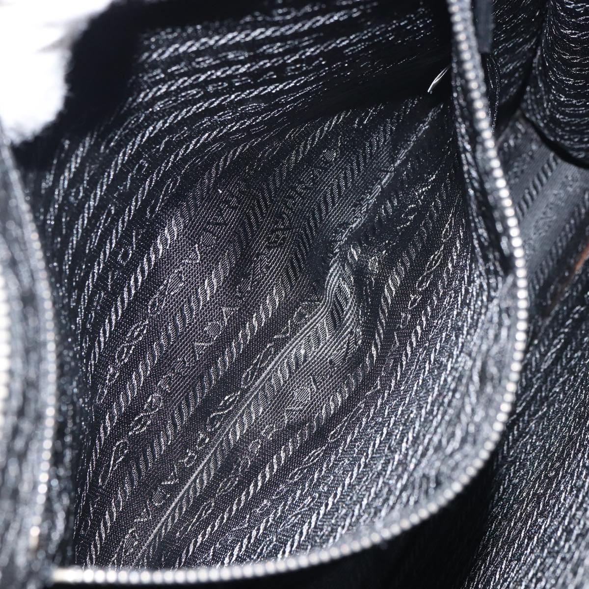 PRADA Tote Bag Enamel Black Silver Auth bs31534