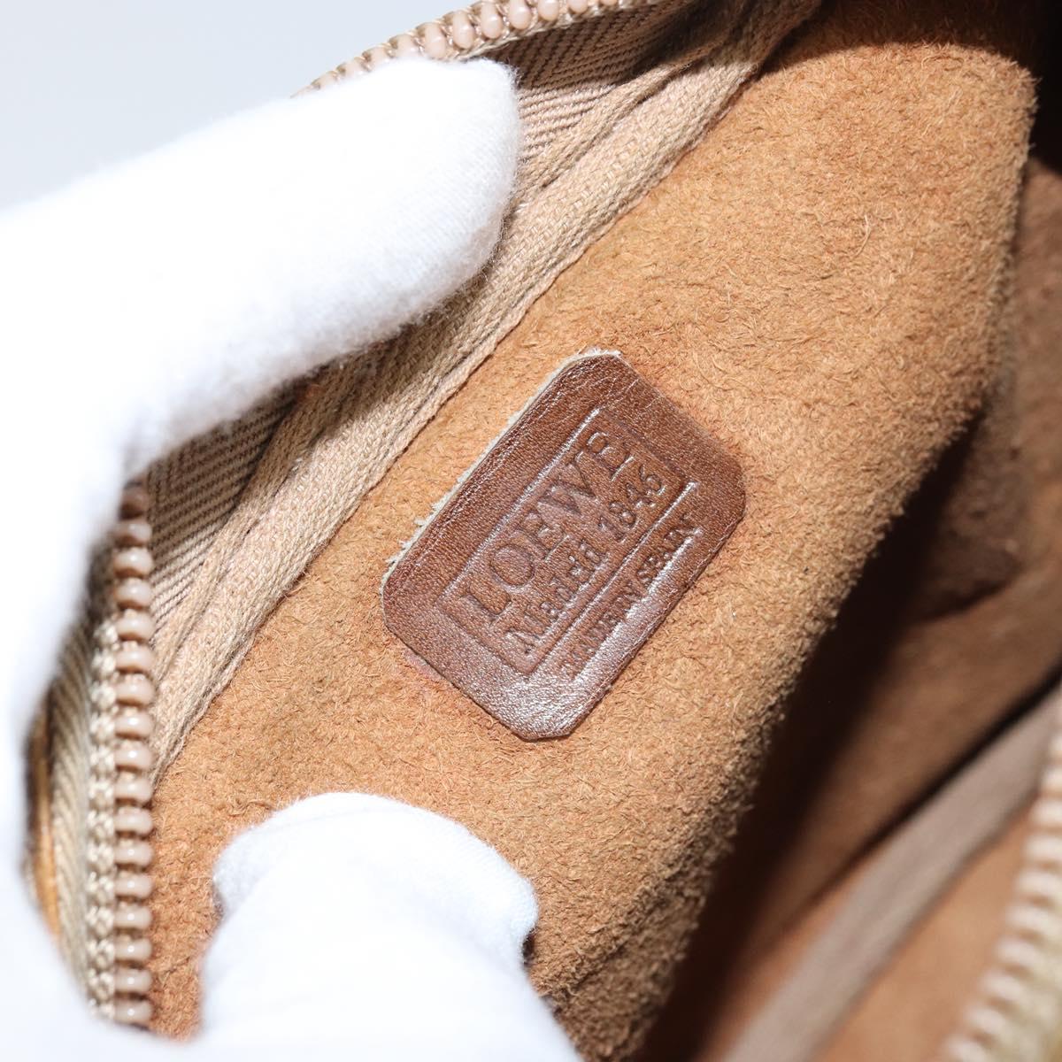 LOEWE Shoulder Bag Leather Beige Gold Auth bs31535