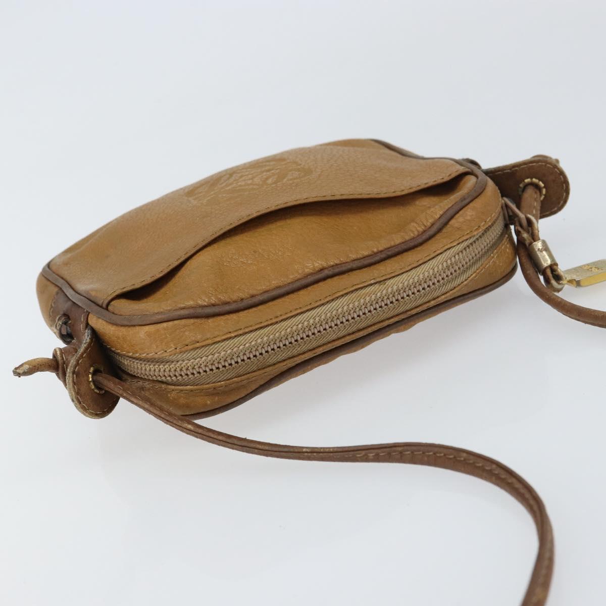 LOEWE Shoulder Bag Leather Beige Gold Auth bs31535