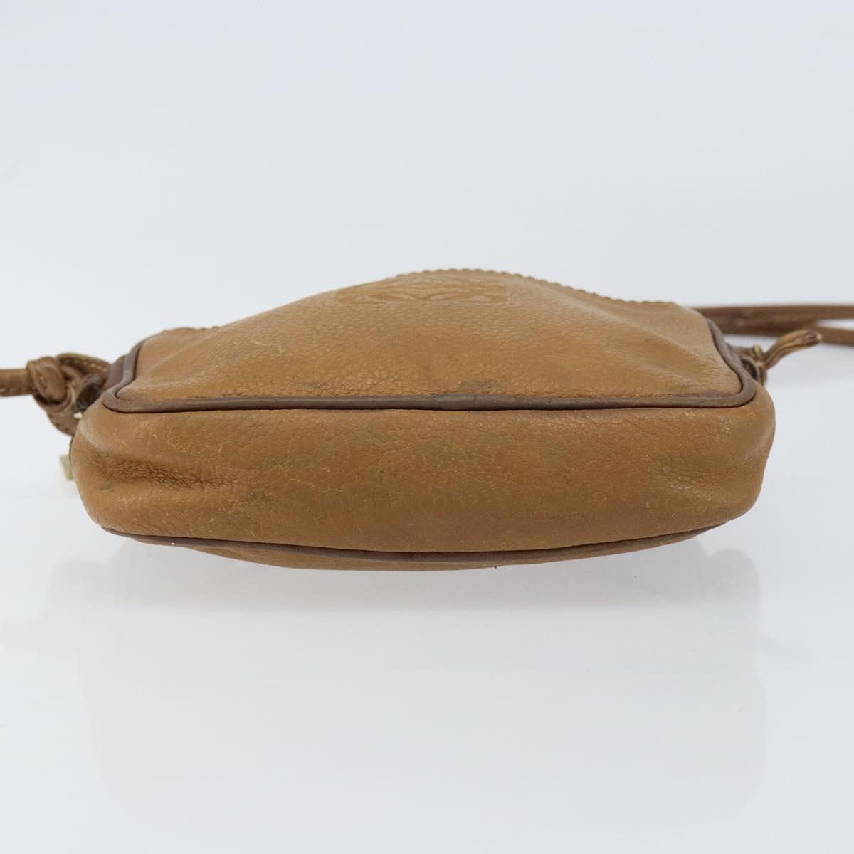 LOEWE Shoulder Bag Leather Beige Gold Auth bs31535