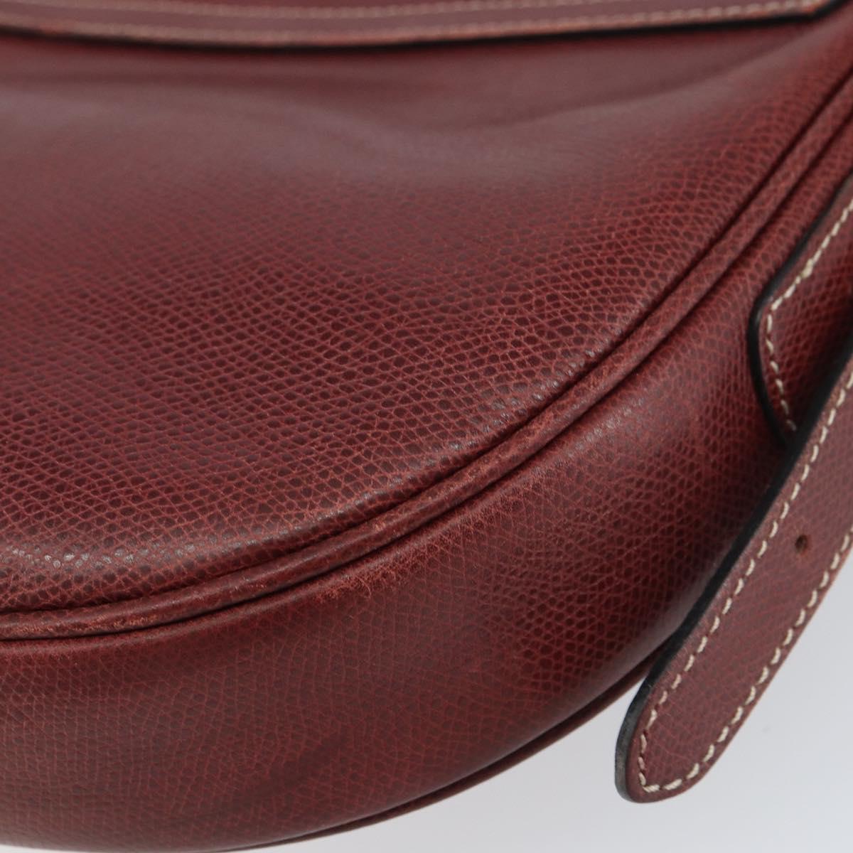 LOEWE Shoulder Bag Leather Bordeaux Gold Auth bs31536