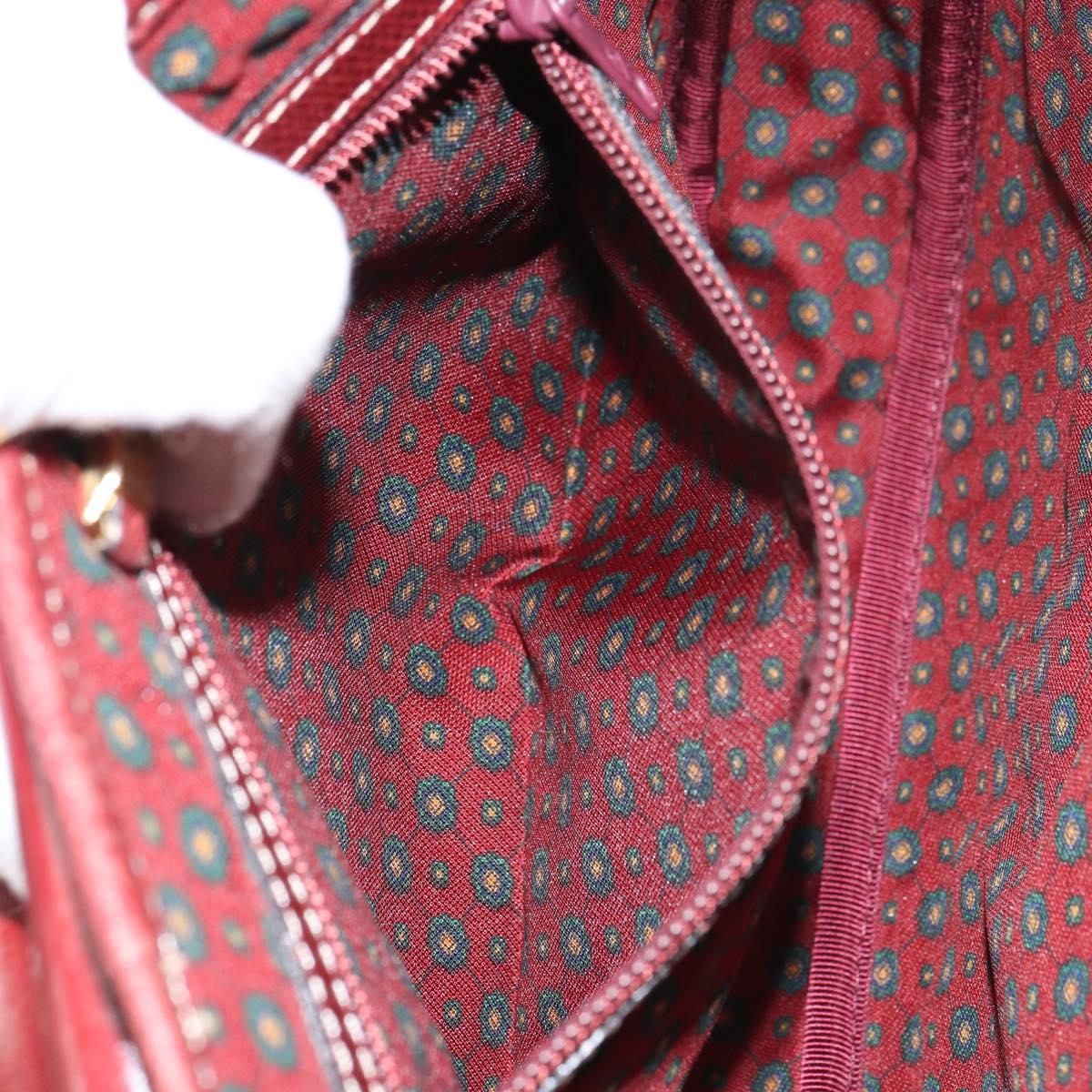 LOEWE Shoulder Bag Leather Bordeaux Gold Auth bs31536