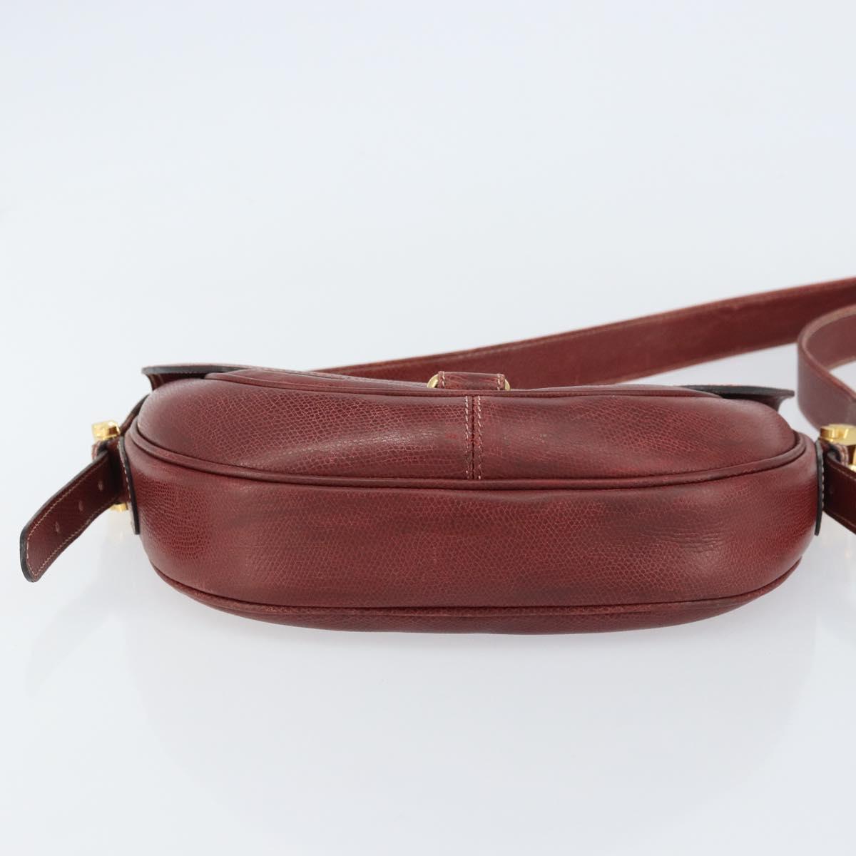 LOEWE Shoulder Bag Leather Bordeaux Gold Auth bs31536