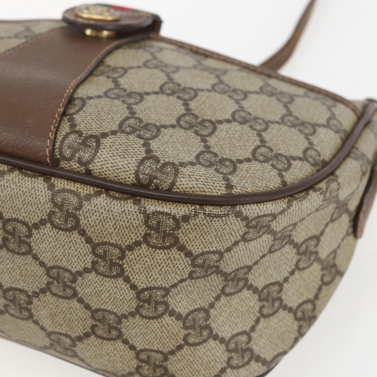 GUCCI GG Supreme Web Sherry Line Bag PVC Beige Gold 89 02 032 Auth bs31538