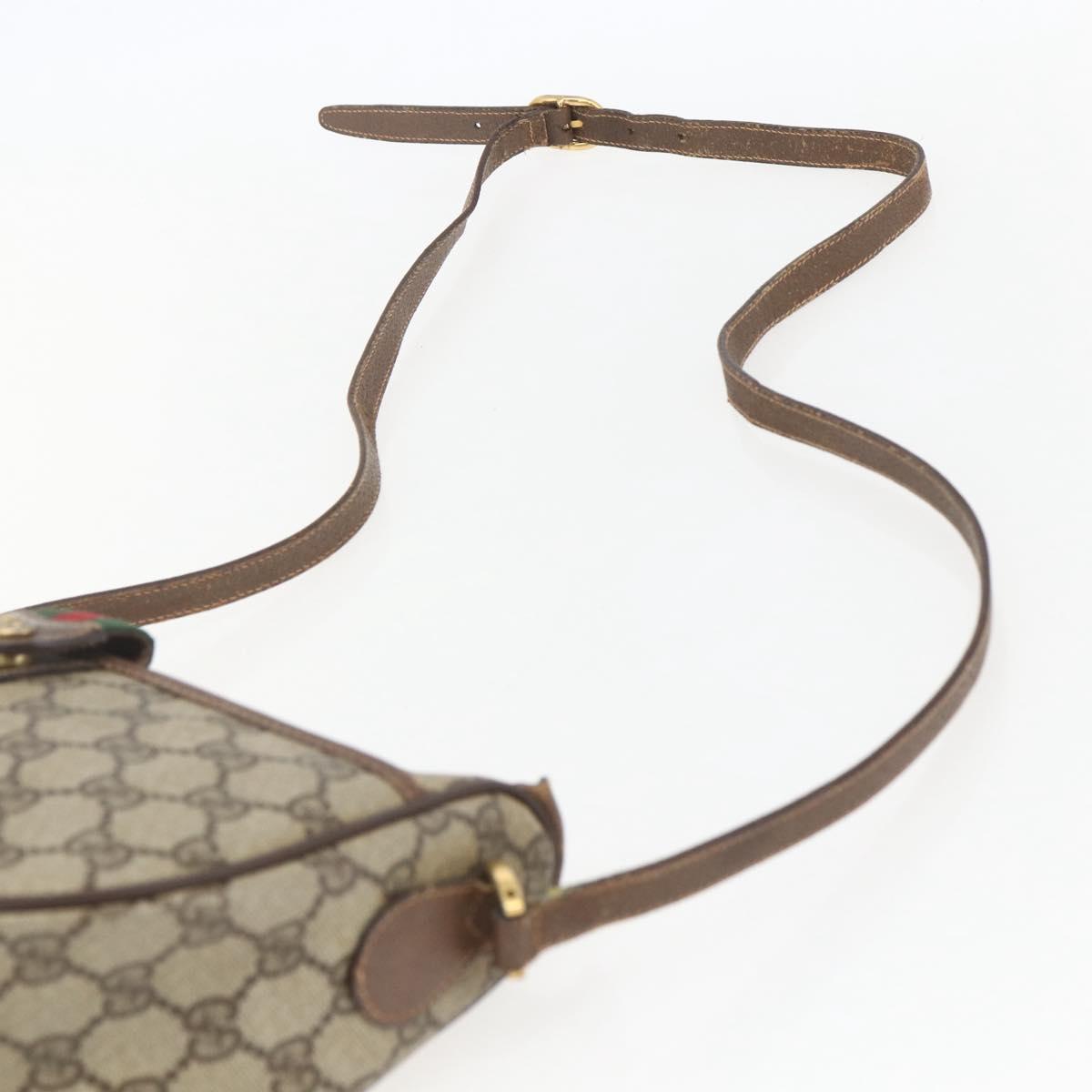 GUCCI GG Supreme Web Sherry Line Bag PVC Beige Gold 89 02 032 Auth bs31538