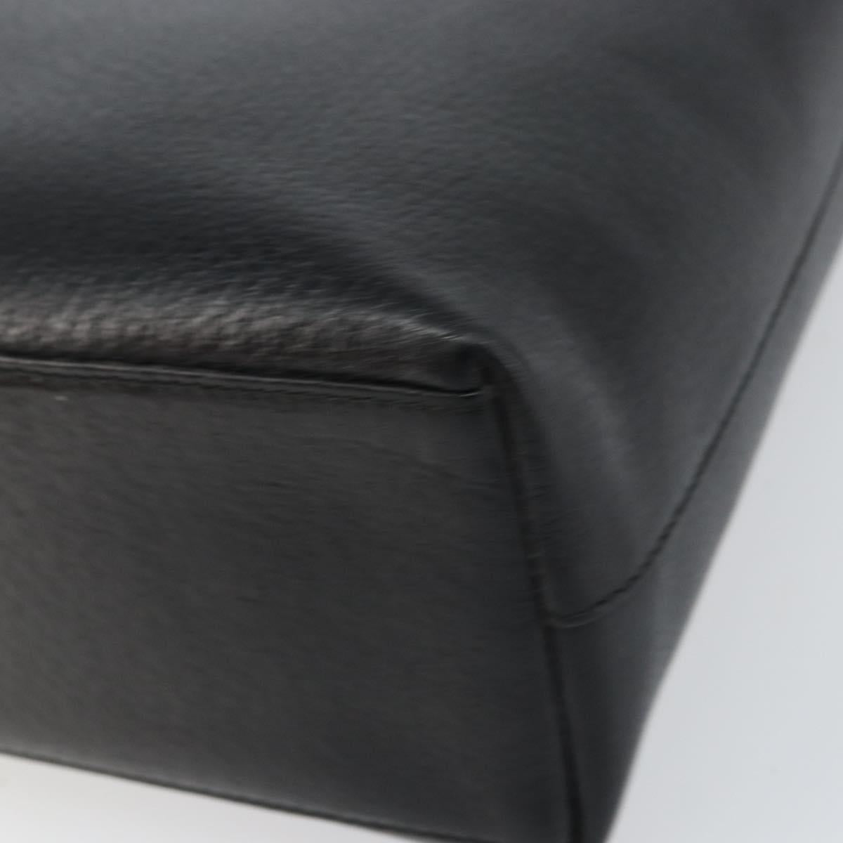 GUCCI Shoulder Bag Leather Black Gold Auth bs31540