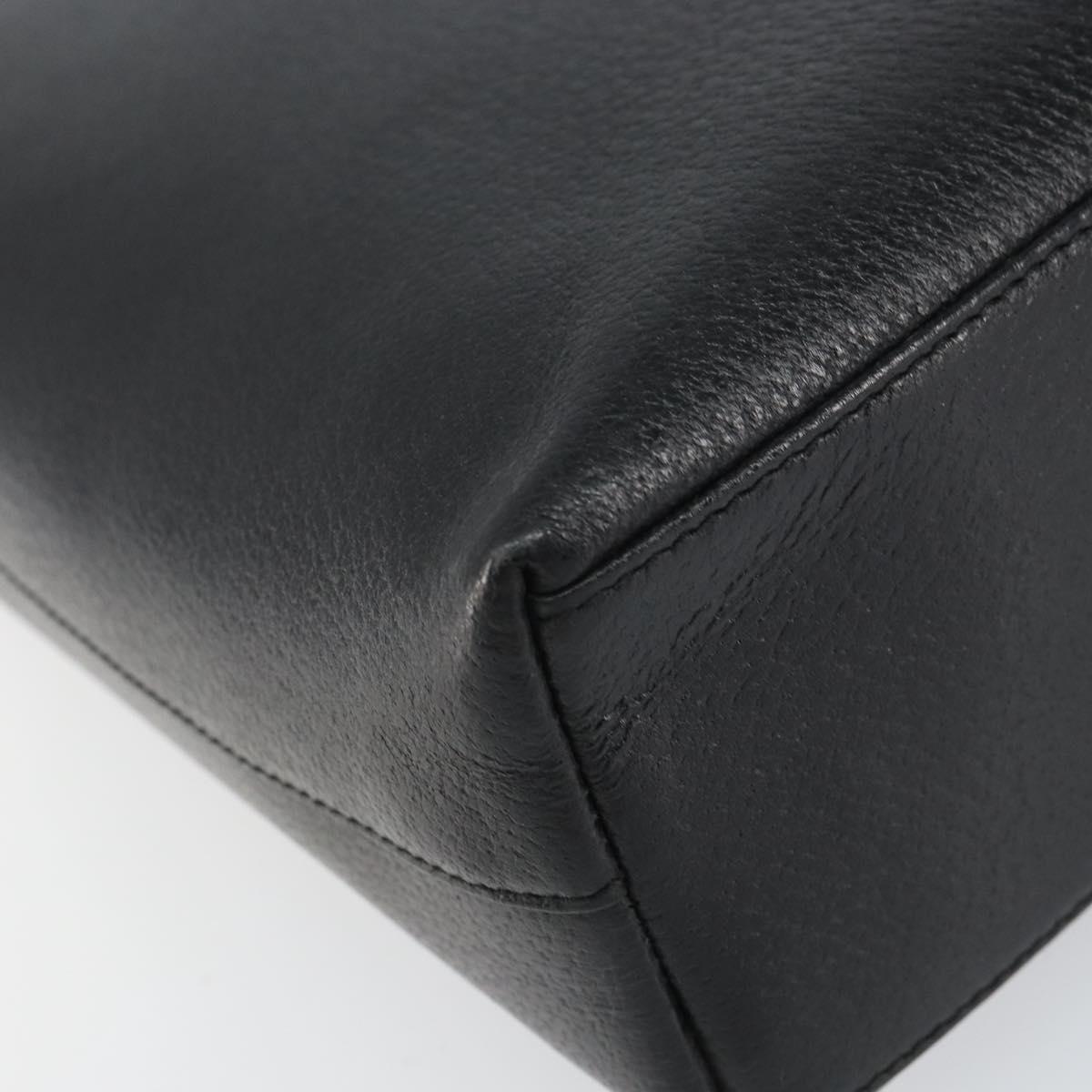 GUCCI Shoulder Bag Leather Black Gold Auth bs31540