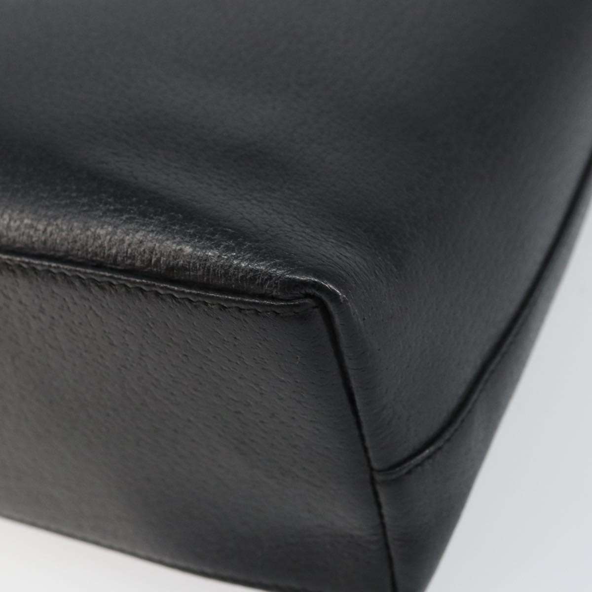 GUCCI Shoulder Bag Leather Black Gold Auth bs31540