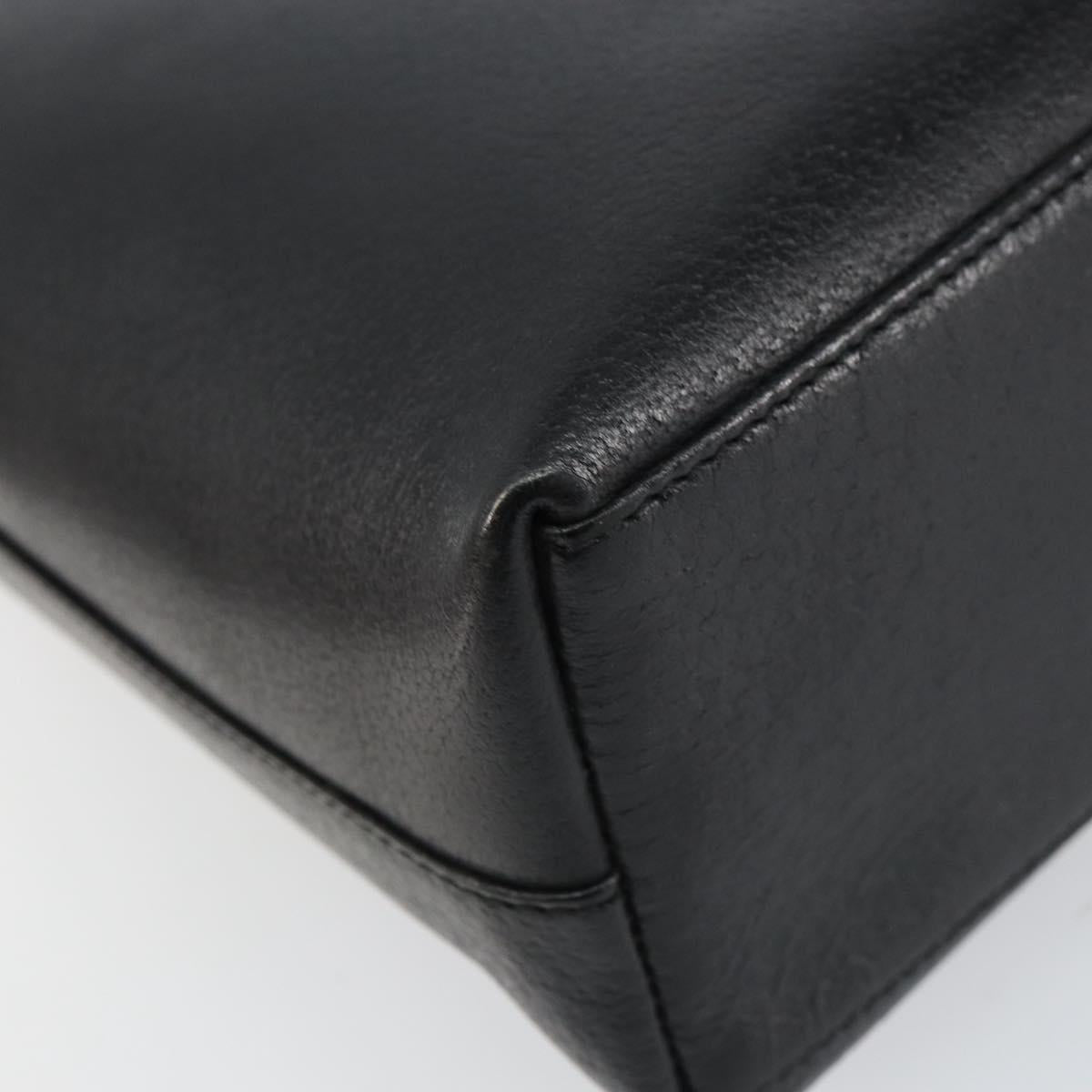 GUCCI Shoulder Bag Leather Black Gold Auth bs31540