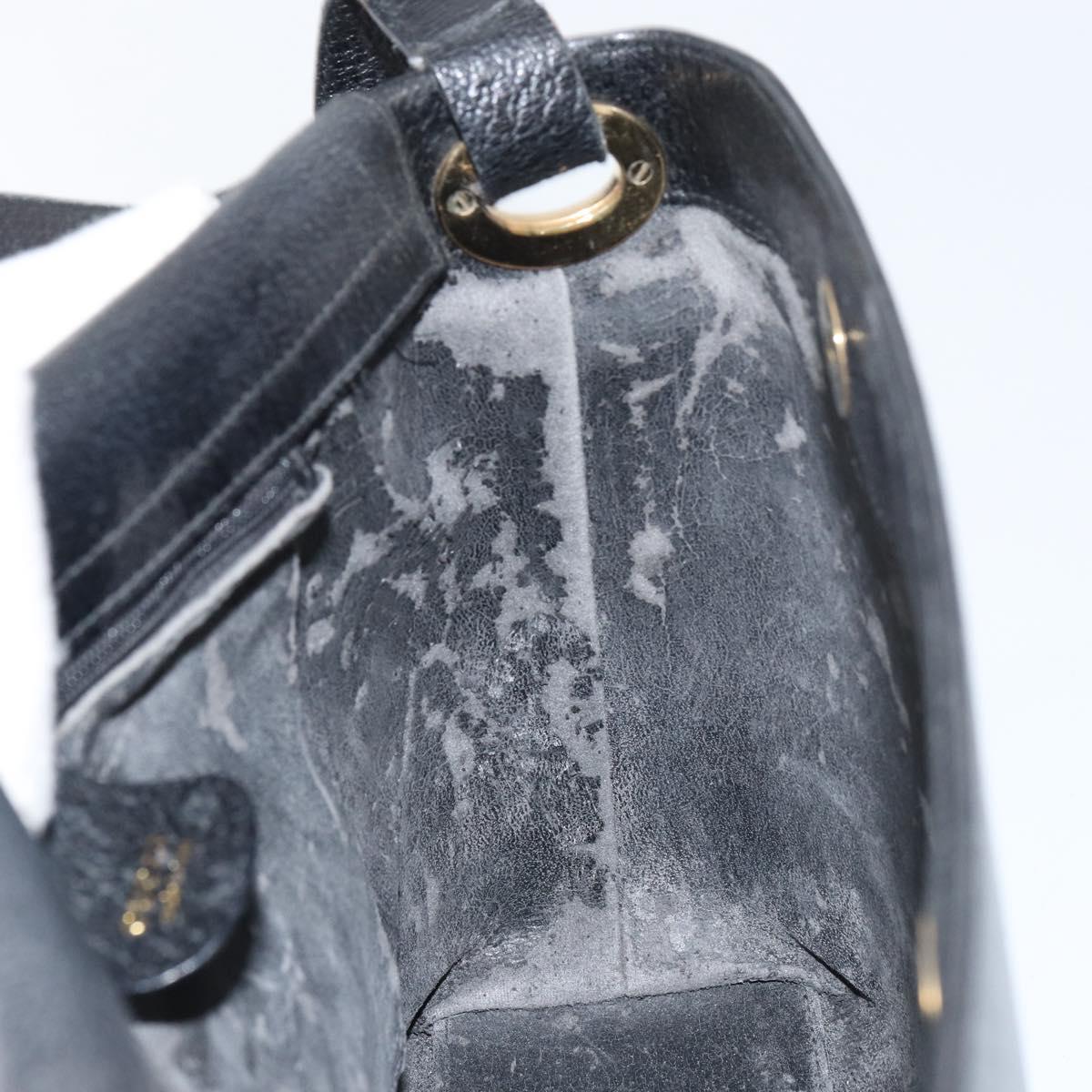 GUCCI Shoulder Bag Leather Black Gold Auth bs31540