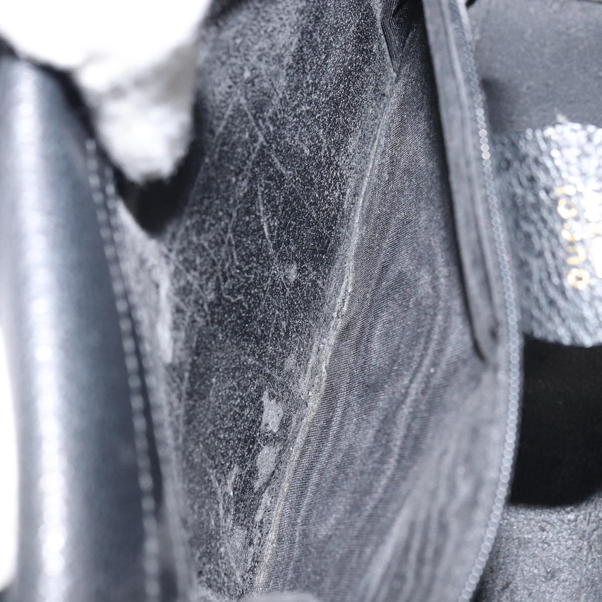 GUCCI Shoulder Bag Leather Black Gold Auth bs31540