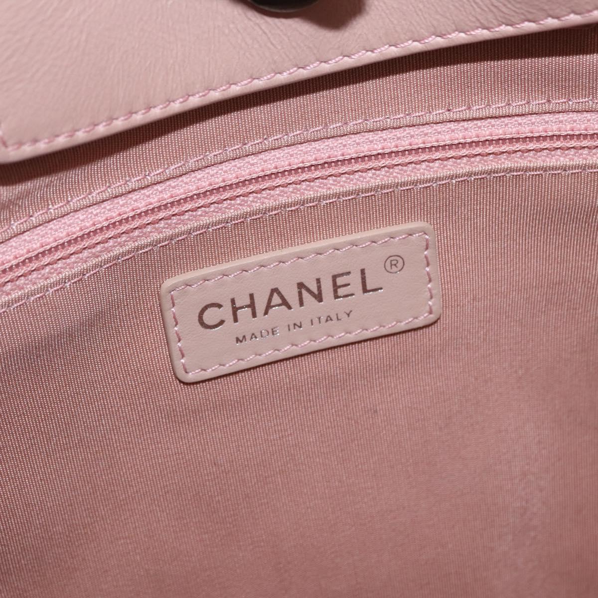 CHANEL Matelasse Tote Bag Leather 2way Pink Silver CC Auth bs31551