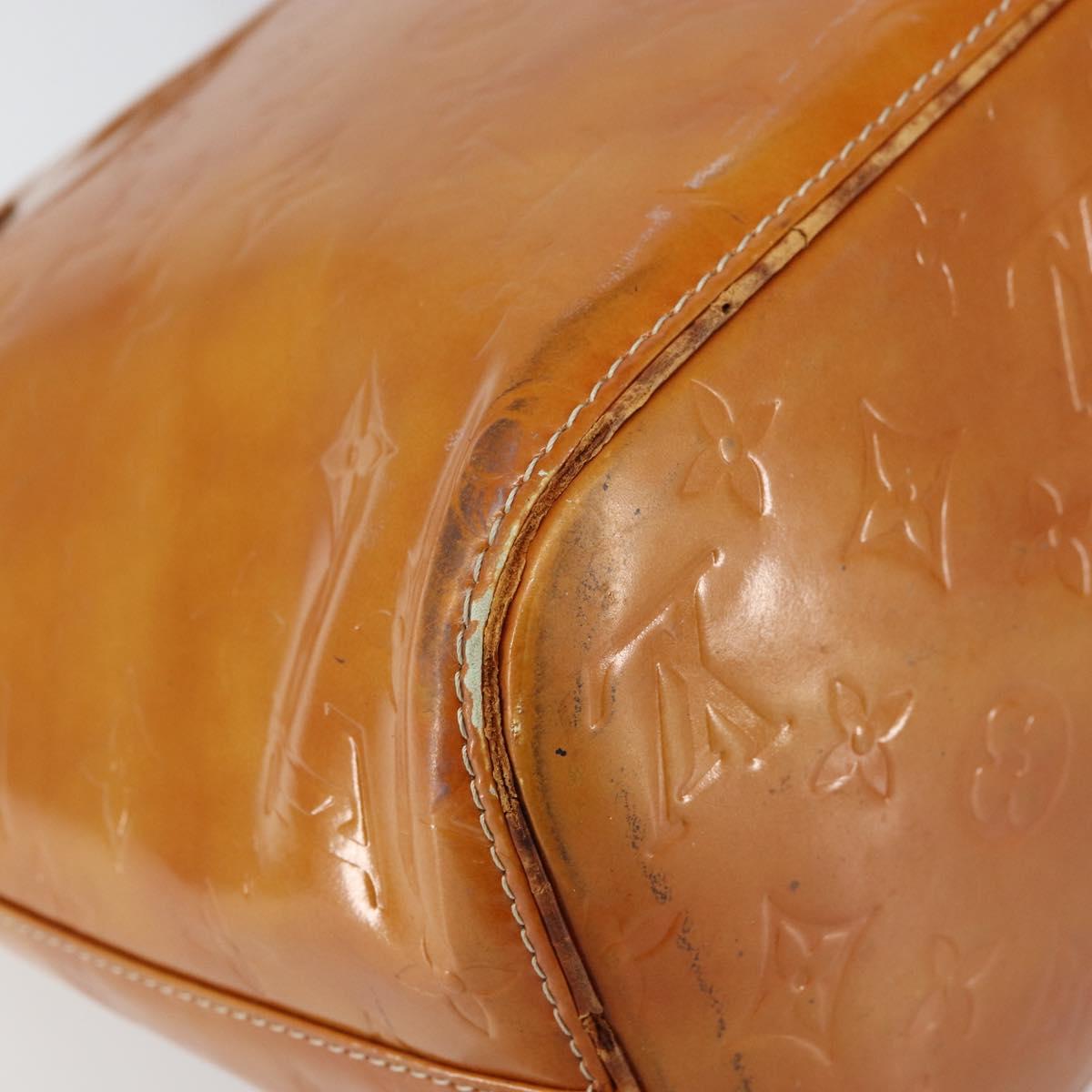 LOUIS VUITTON Monogram Vernis Houston Hand Bag Beige M91004 LV Auth bs31556