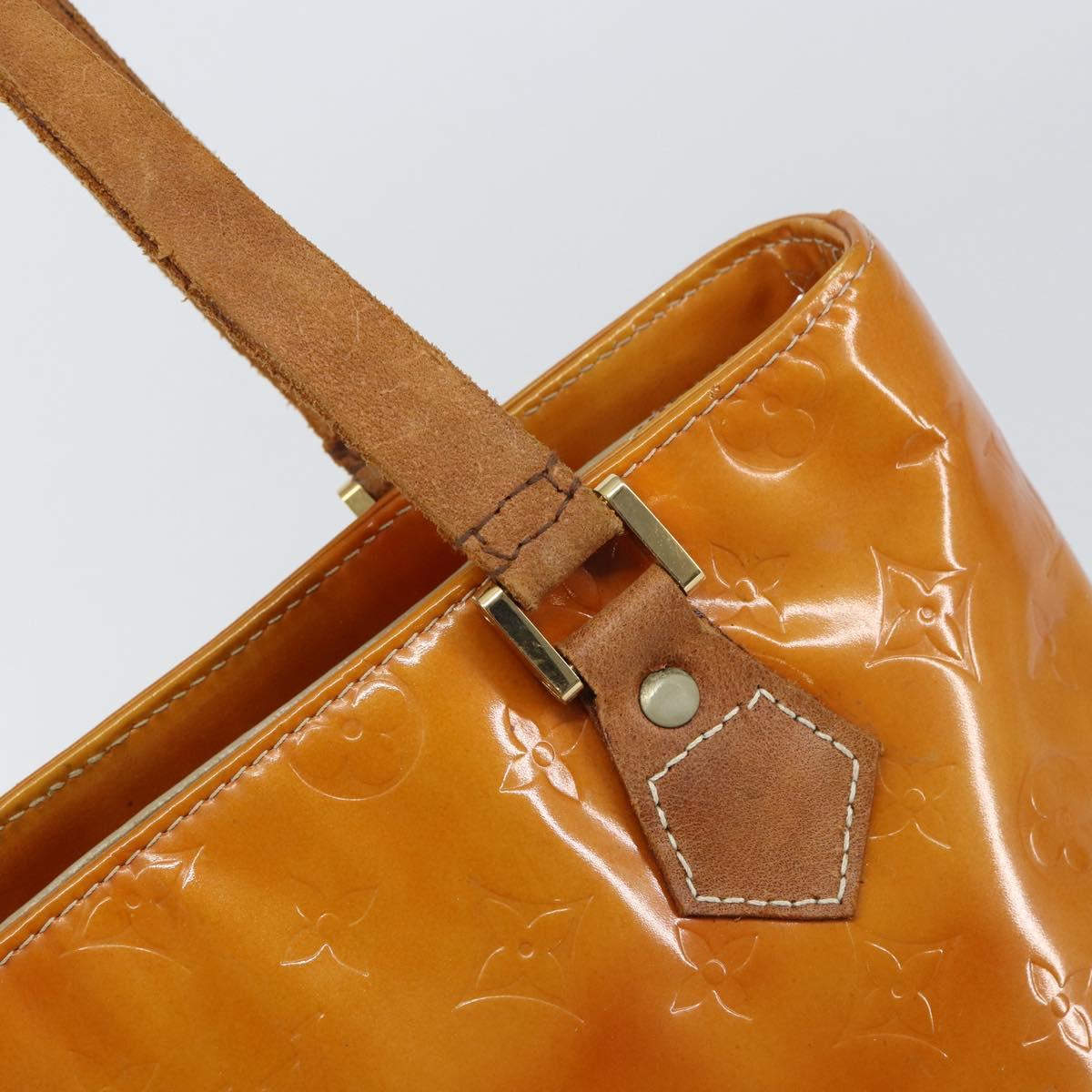 LOUIS VUITTON Monogram Vernis Houston Hand Bag Beige M91004 LV Auth bs31556
