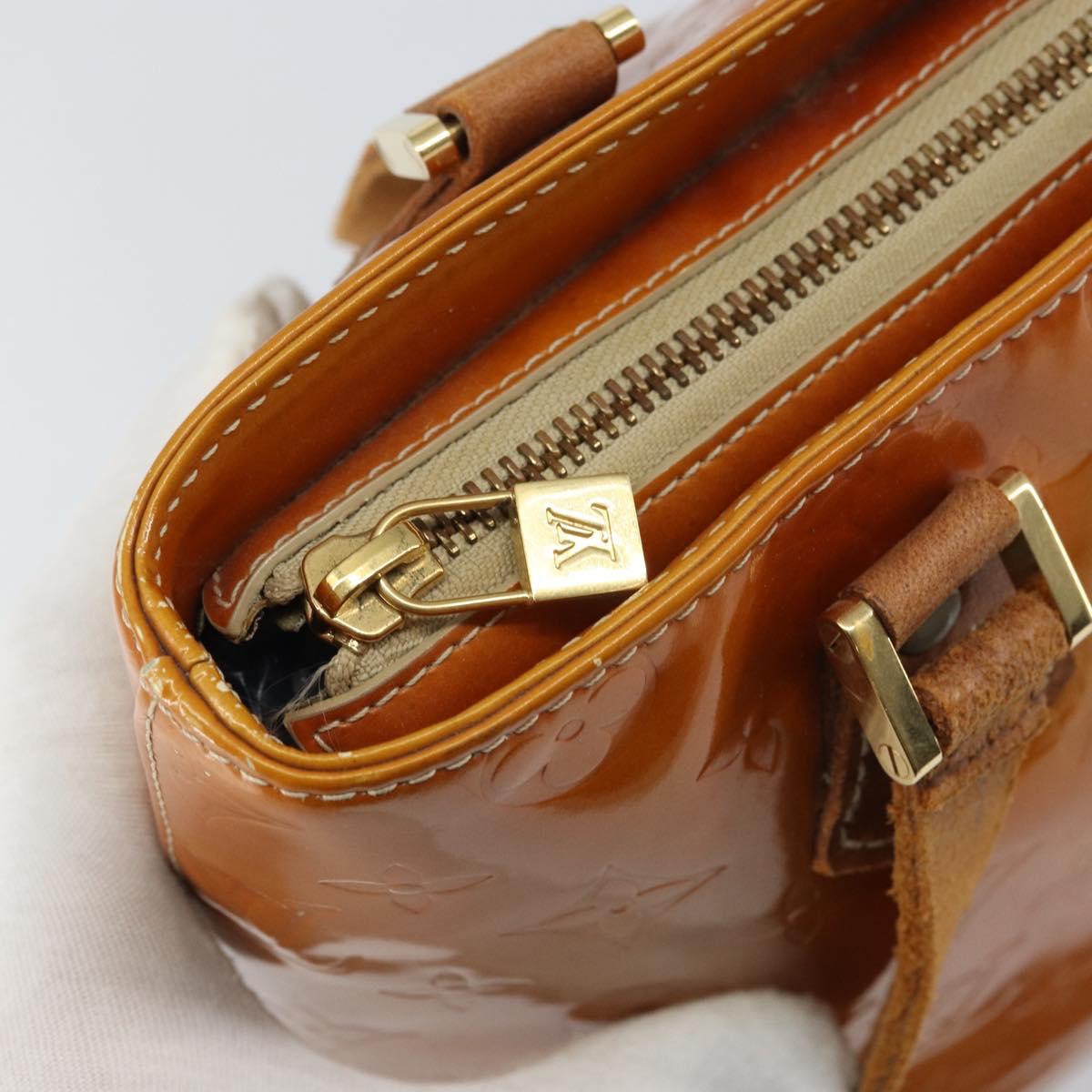 LOUIS VUITTON Monogram Vernis Houston Hand Bag Beige M91004 LV Auth bs31556