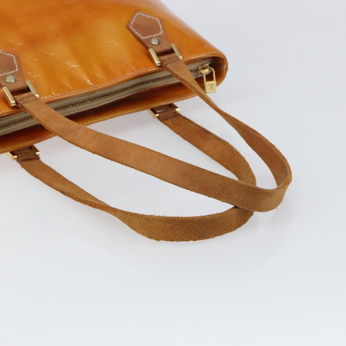 LOUIS VUITTON Monogram Vernis Houston Hand Bag Beige M91004 LV Auth bs31556