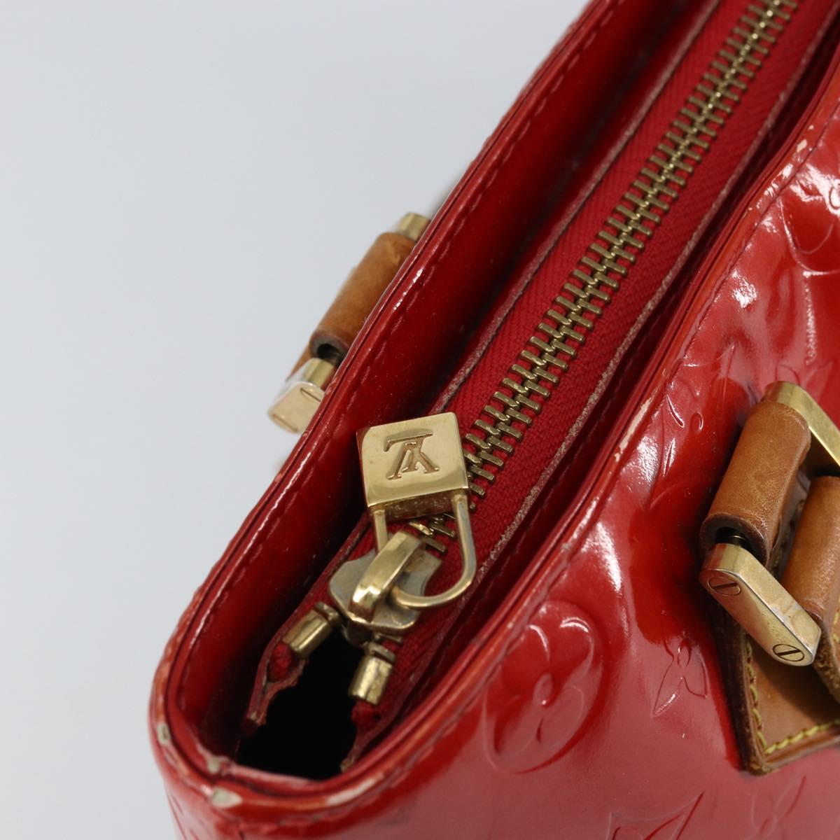LOUIS VUITTON Monogram Vernis Houston Hand Bag Red M91092 LV Auth bs31560