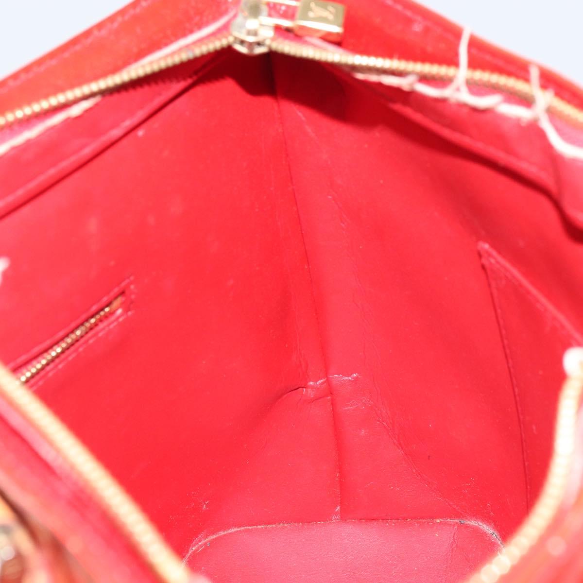 LOUIS VUITTON Monogram Vernis Houston Hand Bag Red M91092 LV Auth bs31560