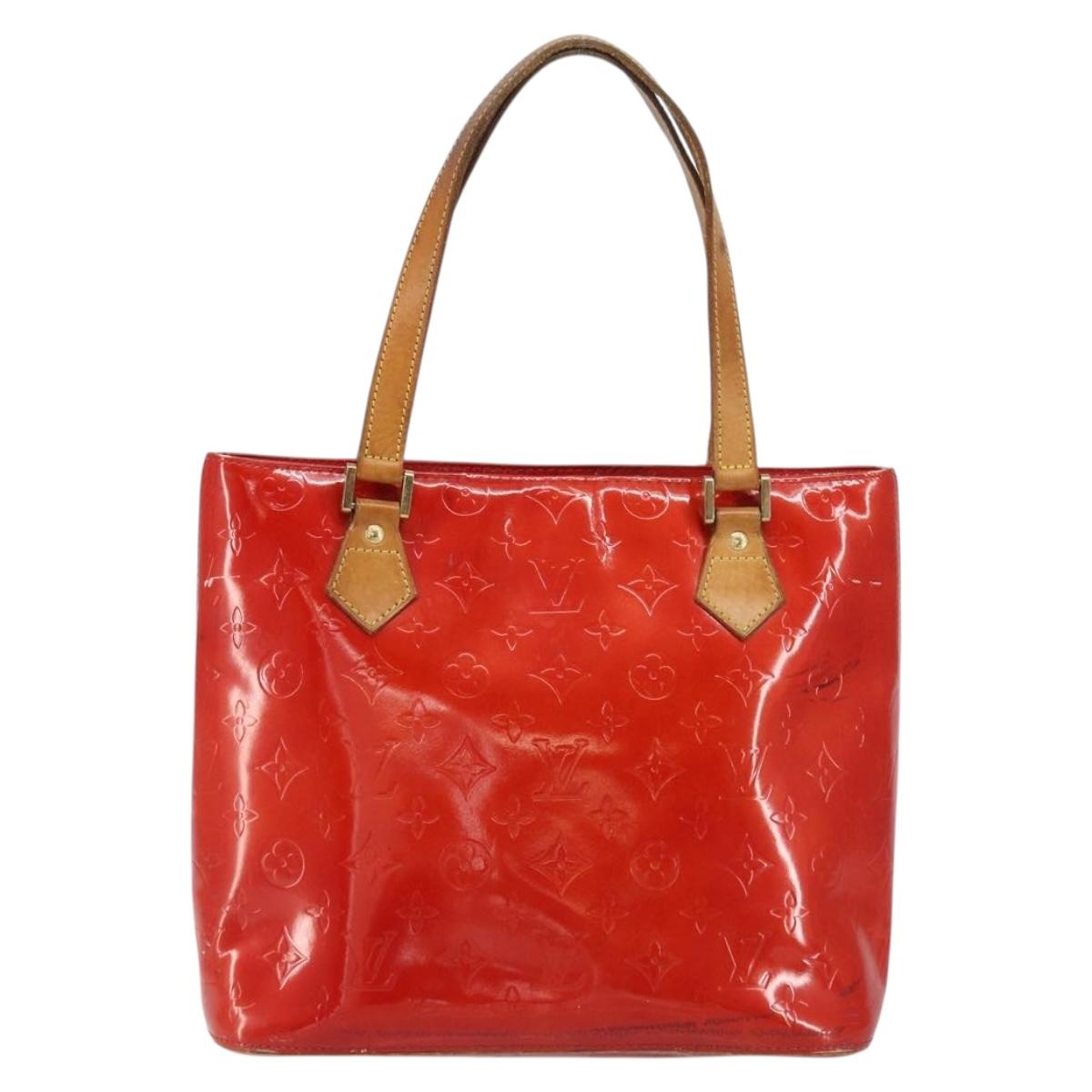 LOUIS VUITTON Monogram Vernis Houston Hand Bag Red M91092 LV Auth bs31560