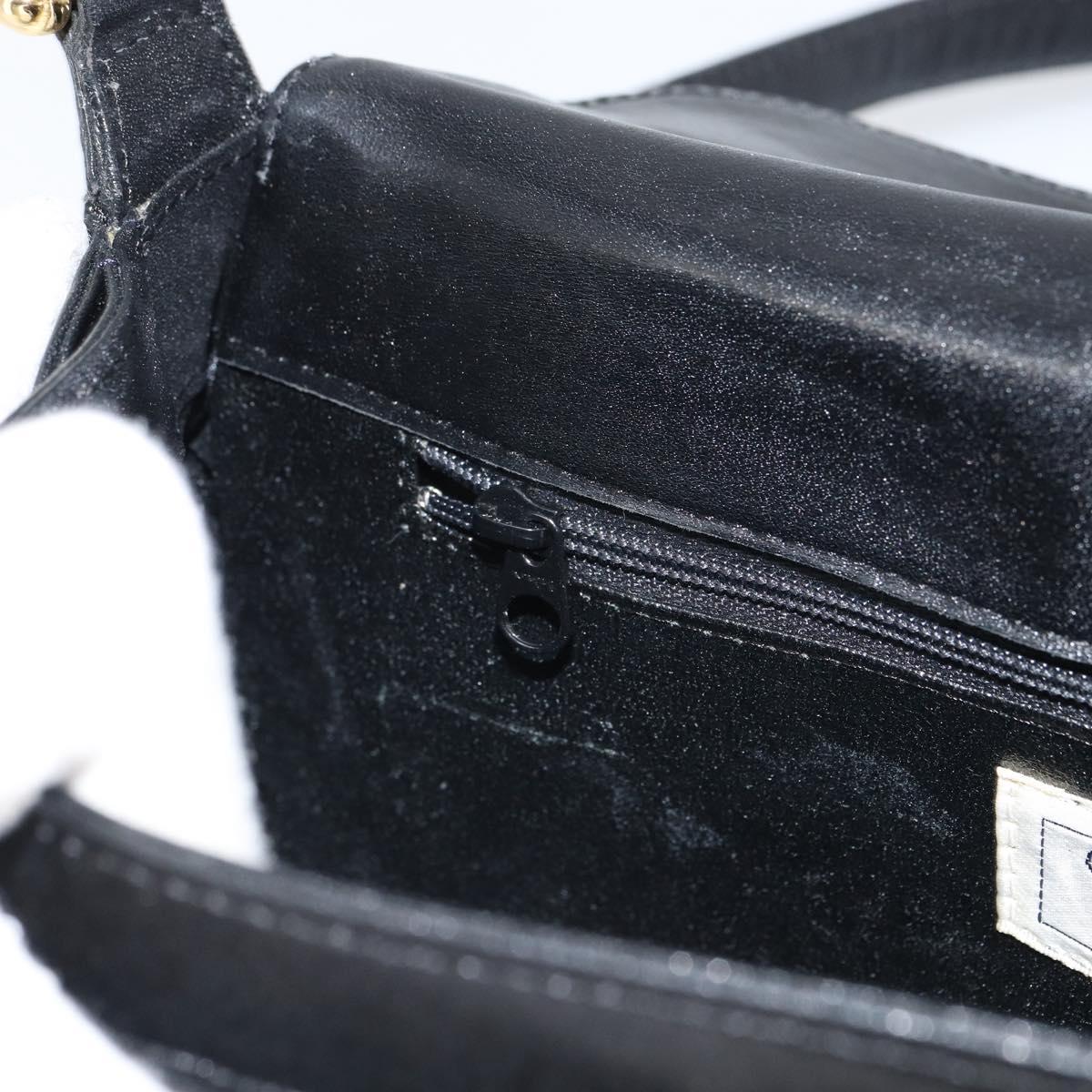 GIVENCHY Shoulder Bag Leather Black Gold Auth bs31564