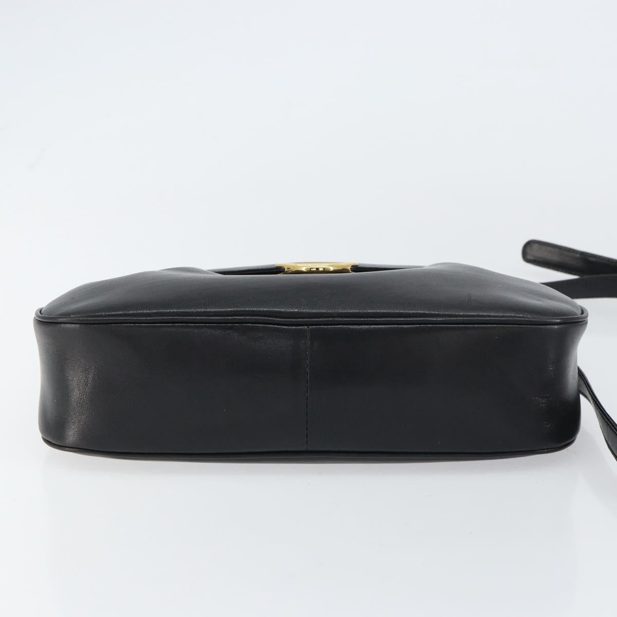 GIVENCHY Shoulder Bag Leather Black Gold Auth bs31564