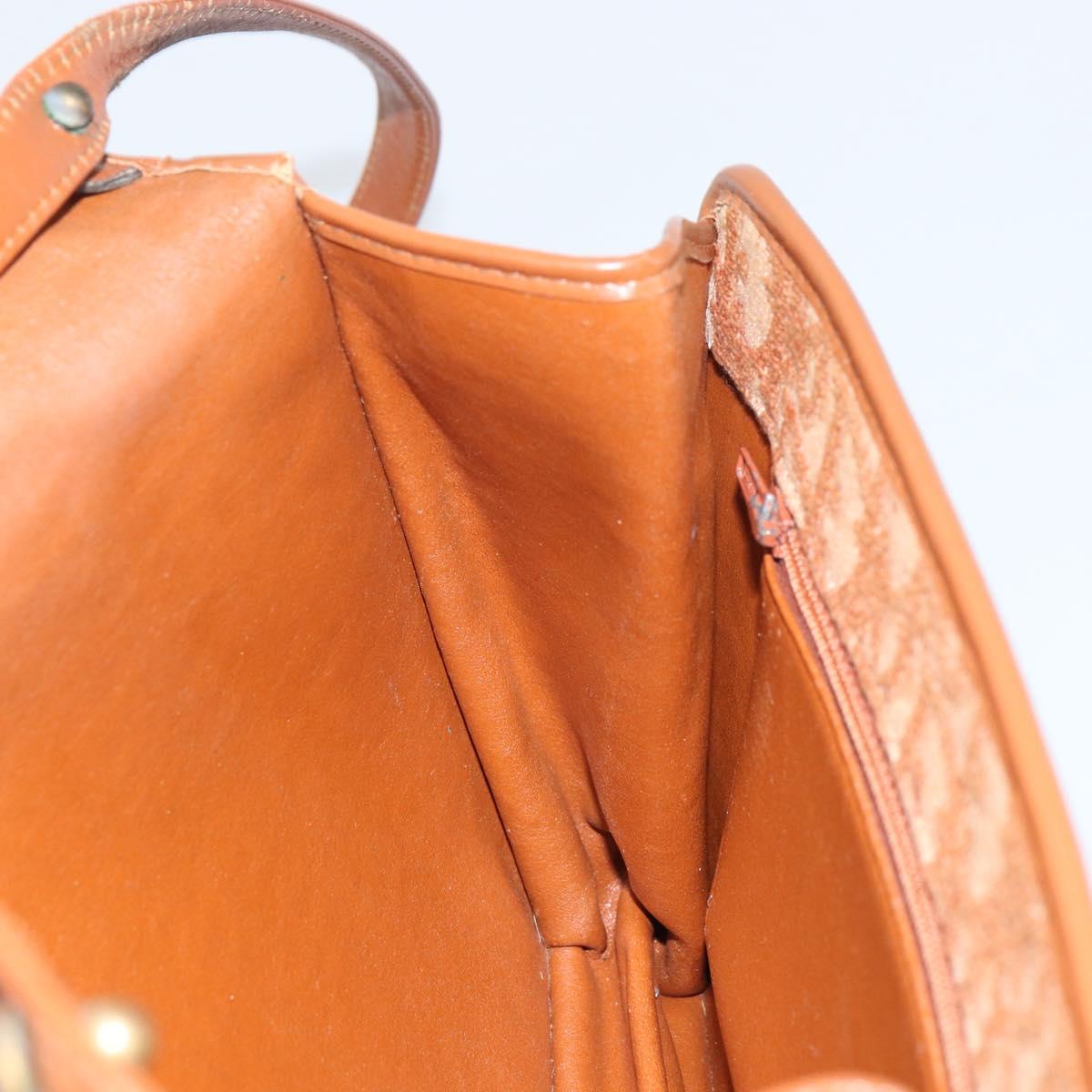 Christian Dior Trotter Canvas Shoulder Bag Brown Gold Auth bs31572