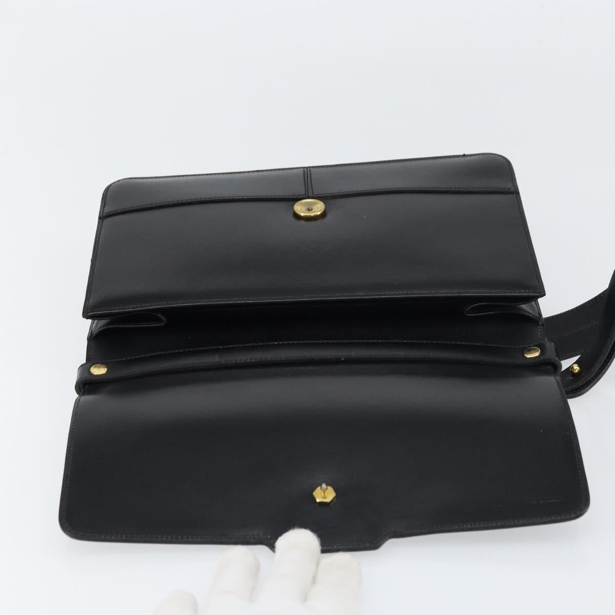 Christian Dior Shoulder Bag Leather Black Gold Auth bs31574