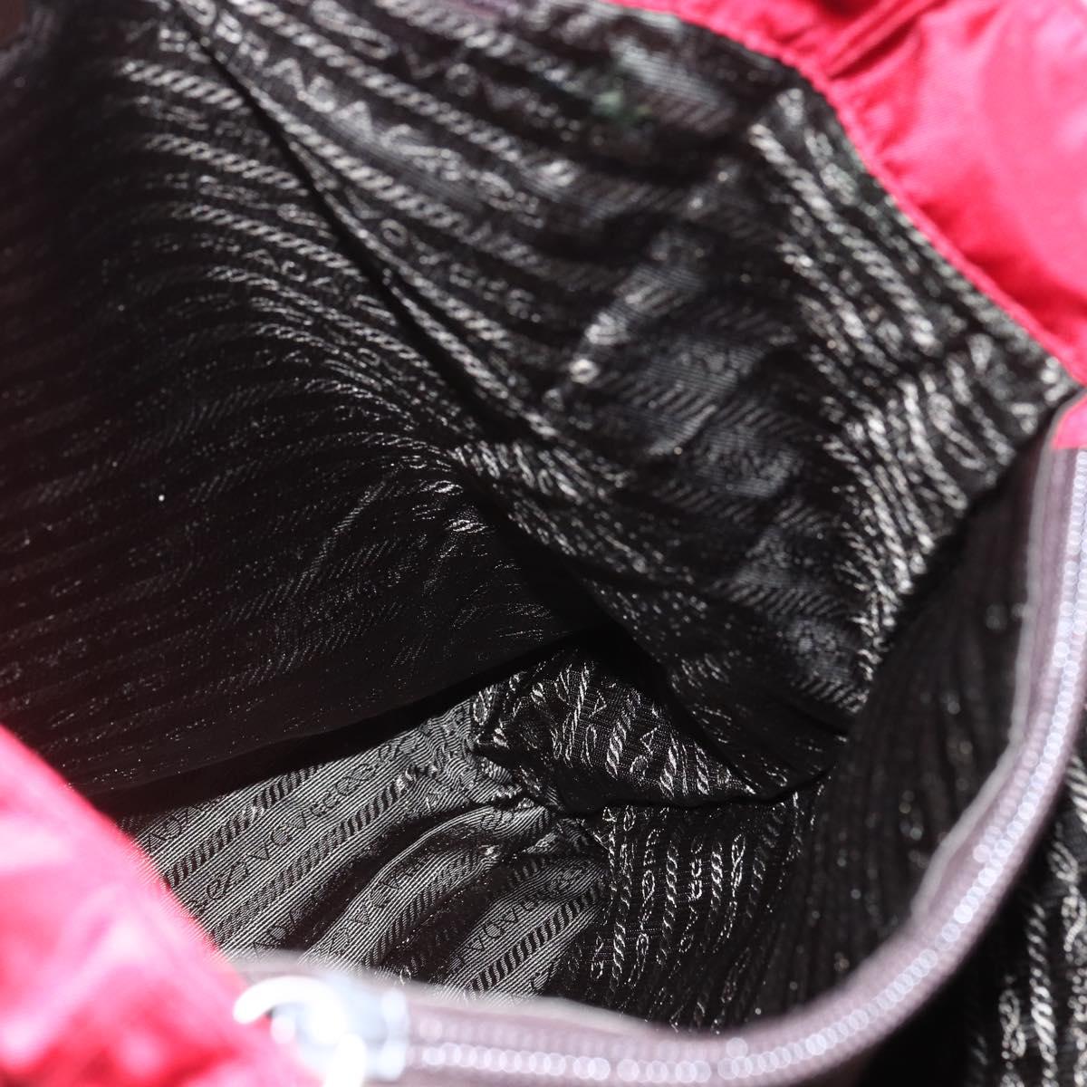 PRADA Tote Bag Nylon Red Silver Auth bs31579