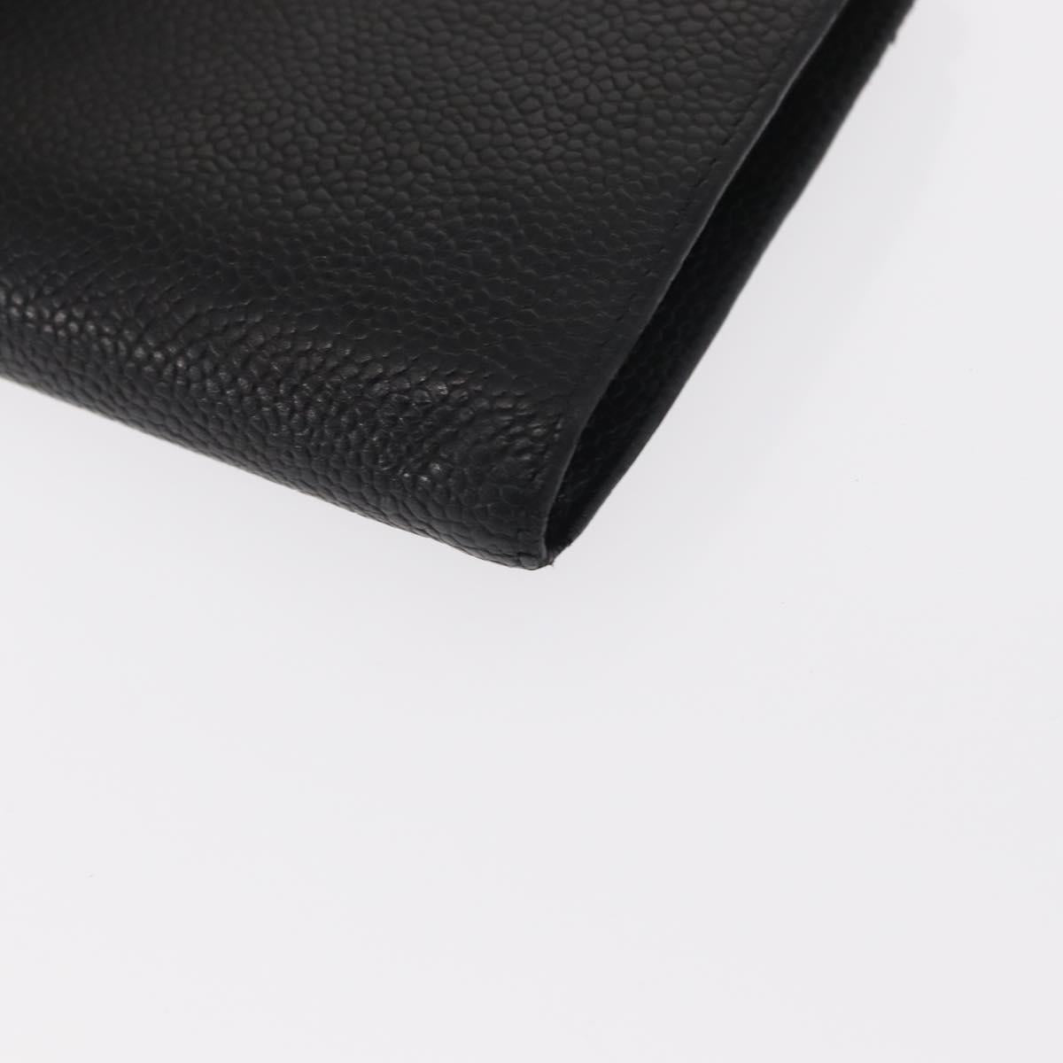 CHANEL Long Wallet Caviar Skin Black Gold CC Auth bs31583