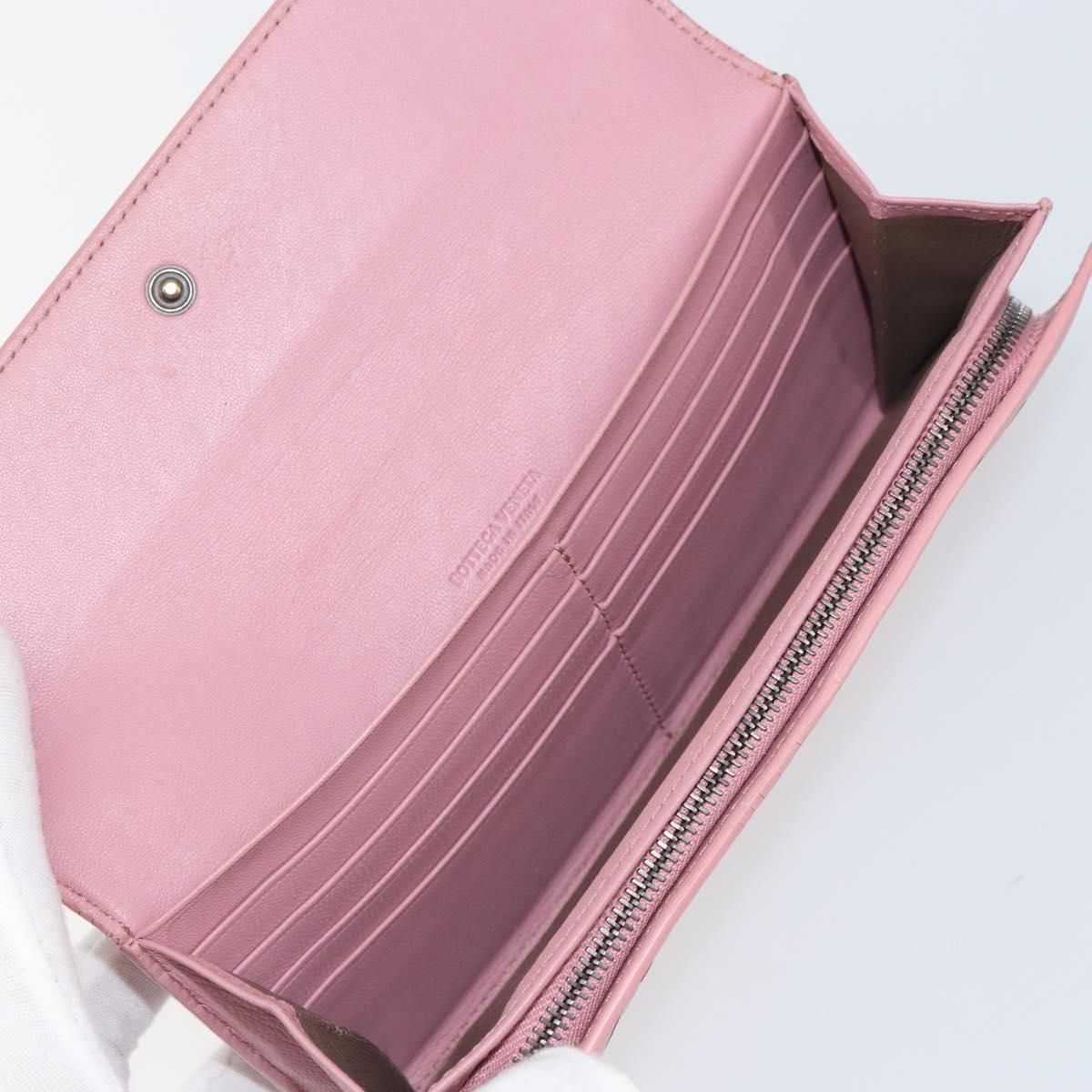 BOTTEGA VENETA INTRECCIATO Long Wallet Leather Pink Auth bs31596