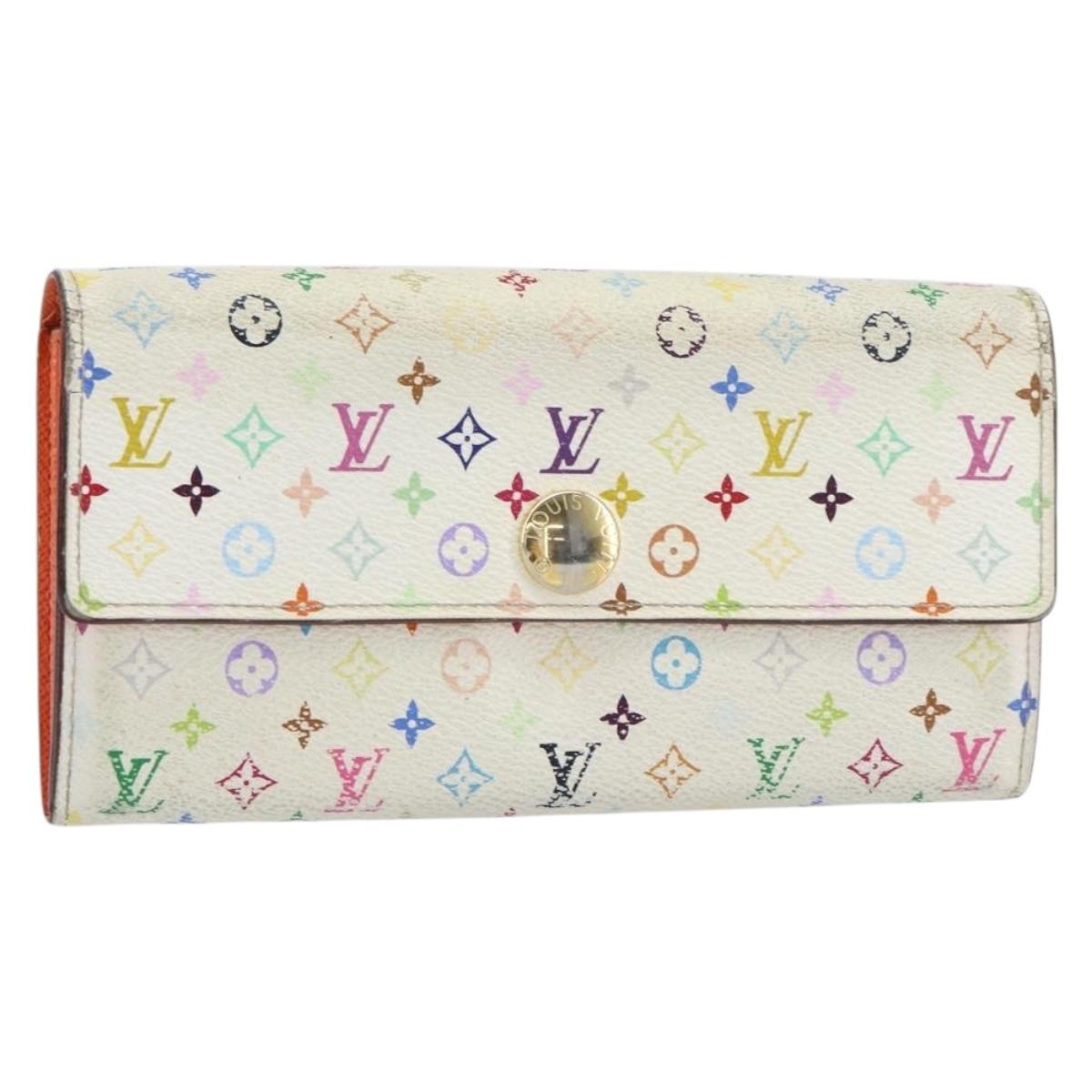LOUIS VUITTON Multicolor Portefeuille Sarah Wallet White M93532 LV Auth bs31603