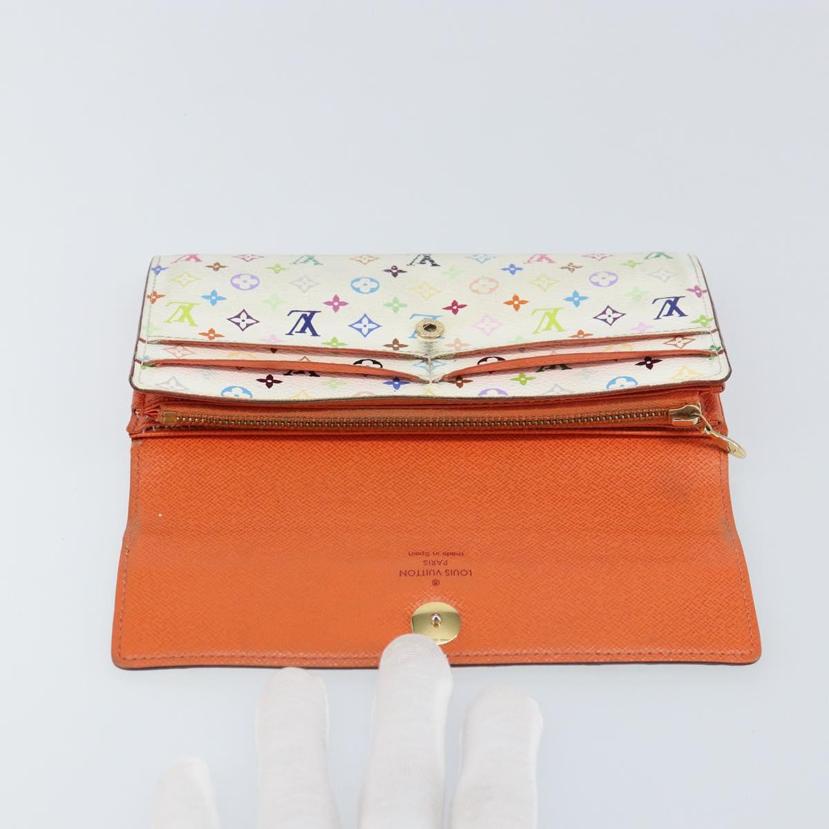 LOUIS VUITTON Multicolor Portefeuille Sarah Wallet White M93532 LV Auth bs31603