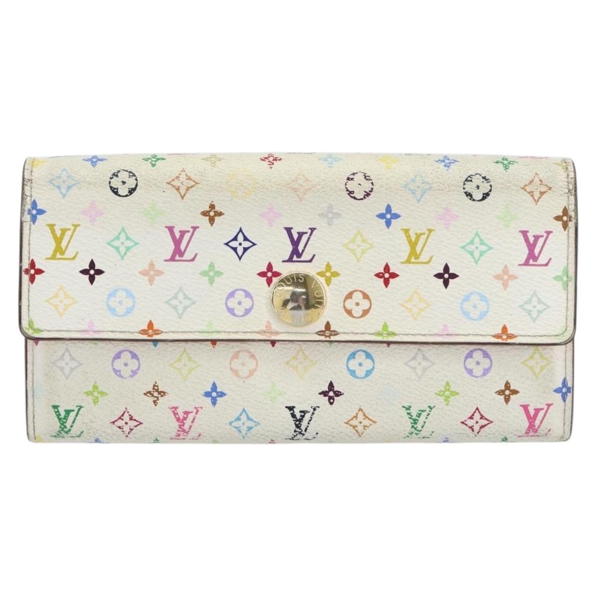 LOUIS VUITTON Multicolor Portefeuille Sarah Wallet White M93532 LV Auth bs31603
