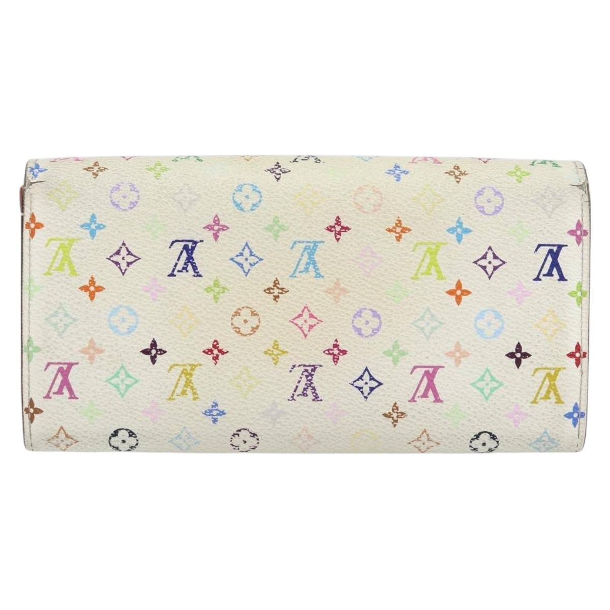 LOUIS VUITTON Multicolor Portefeuille Sarah Wallet White M93532 LV Auth bs31603