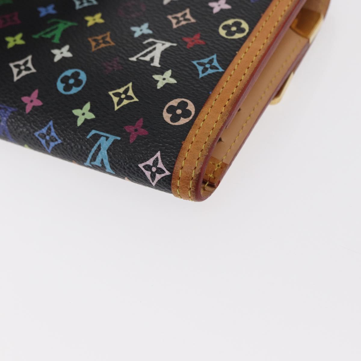 LOUIS VUITTON Monogram Multicolor Porte Tresor Wallet Black M92658 Auth bs31604