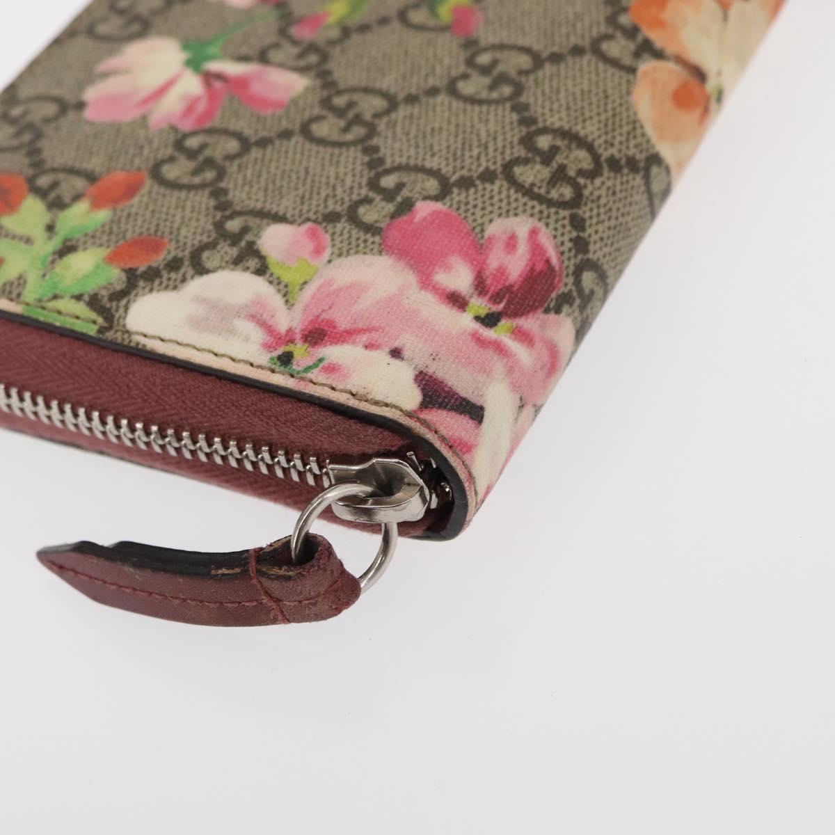GUCCI GG Blooms Long Wallet PVC Pink Silver Auth bs31614