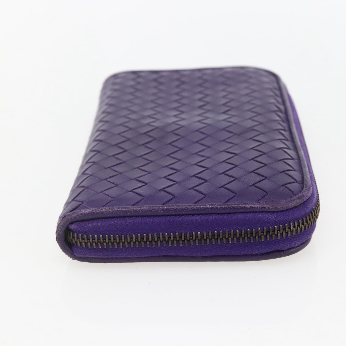 BOTTEGA VENETA INTRECCIATO Long Wallet Leather Purple Auth bs31615